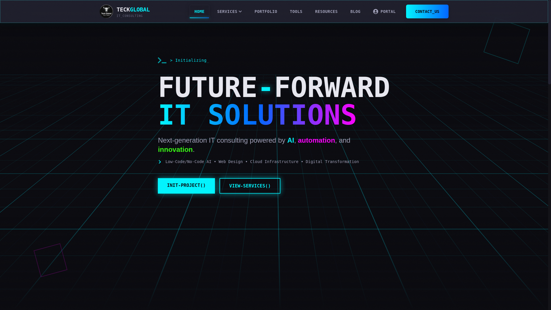 website screenshot of https://teck-global.com/