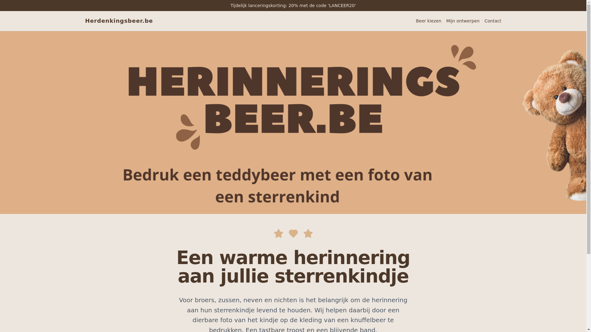 website screenshot of https://herinneringsbeer.be/