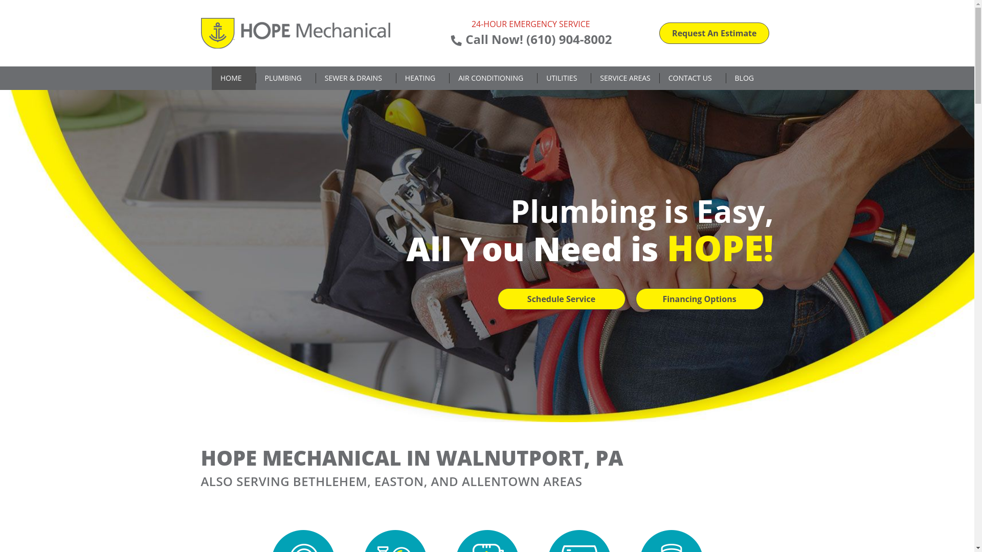 website screenshot of https://myhopemechanicalapp.org/