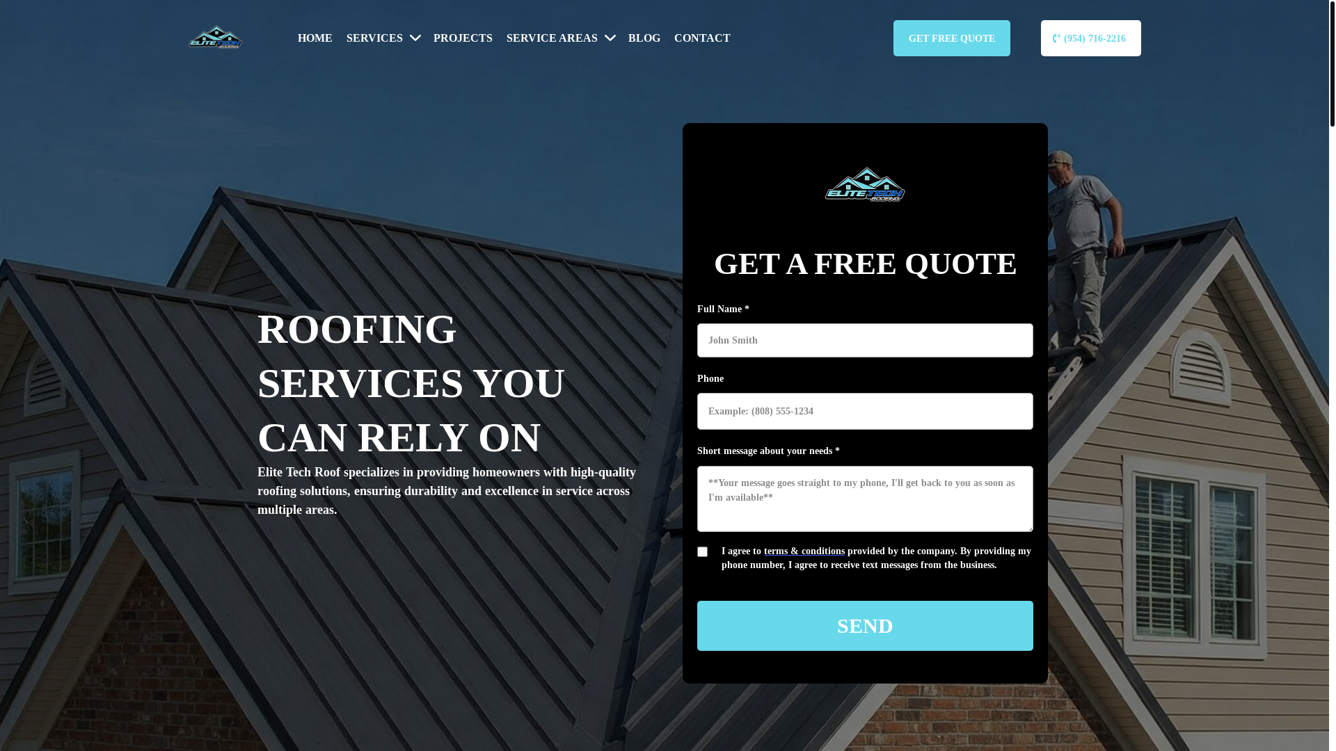 website screenshot of https://elitetechroof.com/