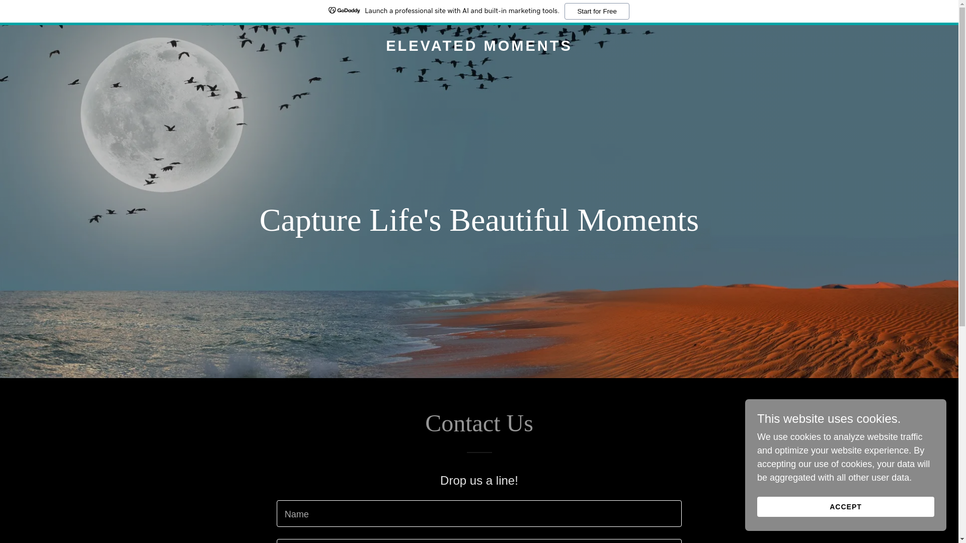 website screenshot of https://elevatedmoments.com.au/