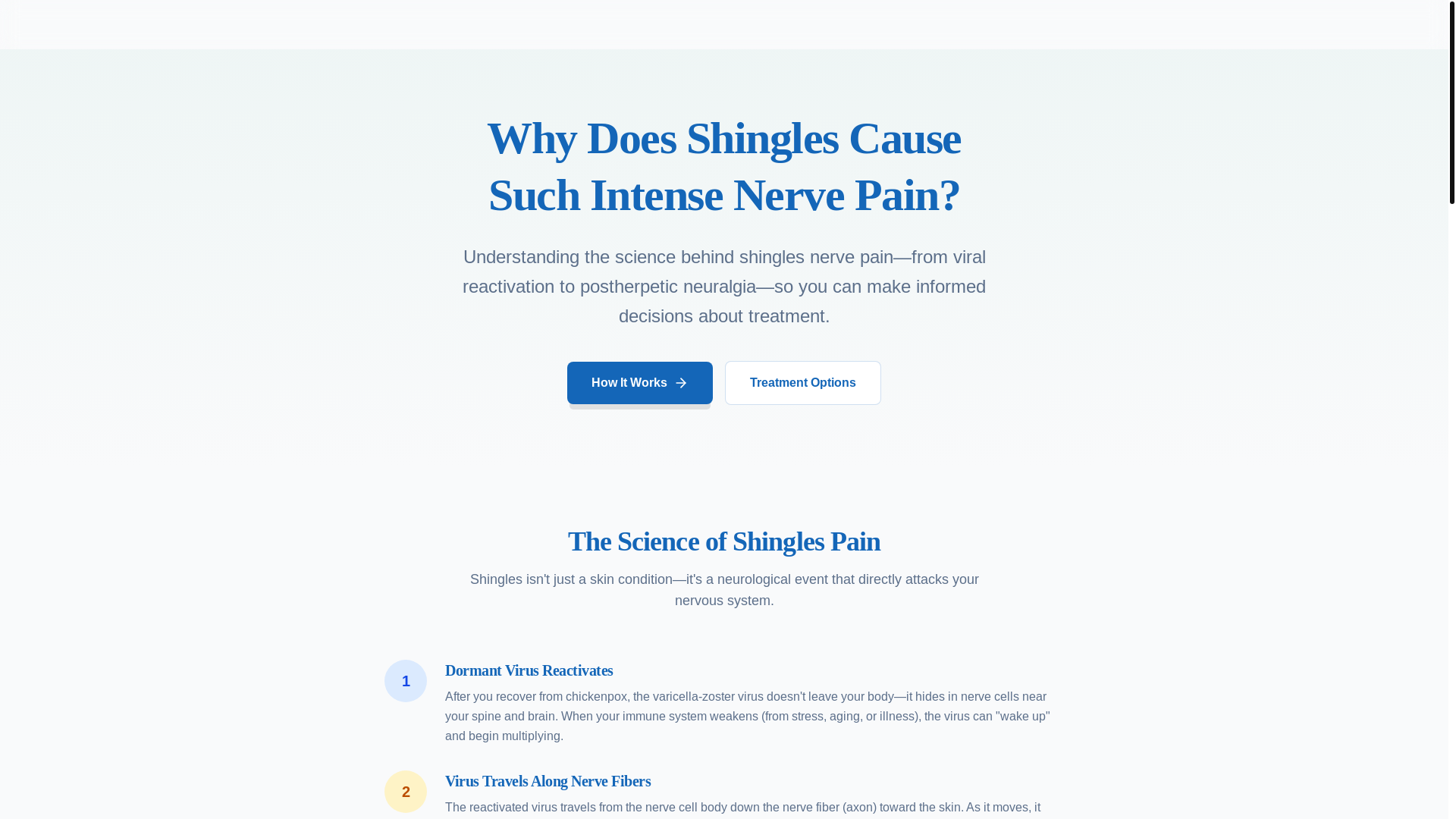 website screenshot of https://shinglesnervepainexplained.com/