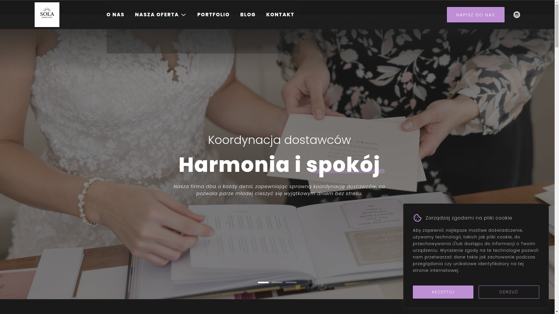 website screenshot of https://solaweddings.pl/