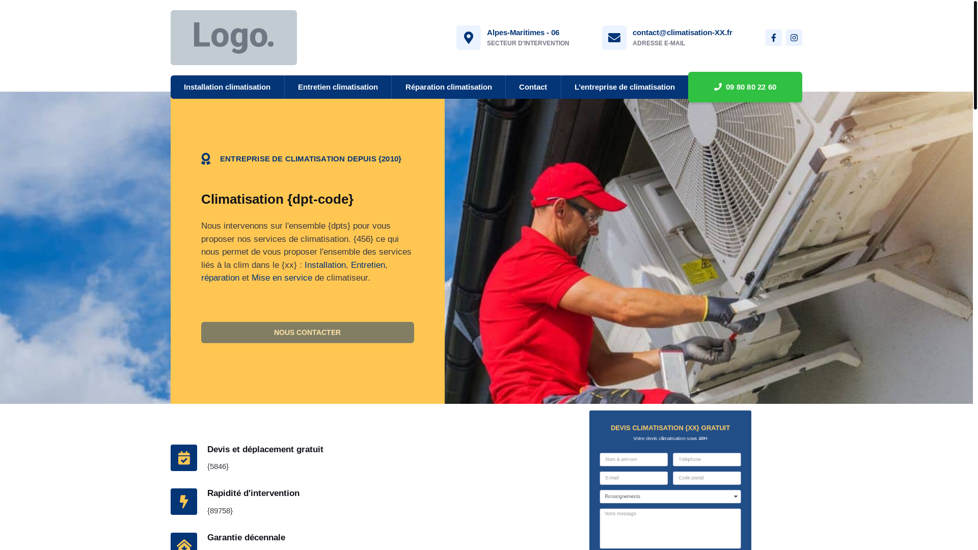 website screenshot of https://climatisation-01.fr/