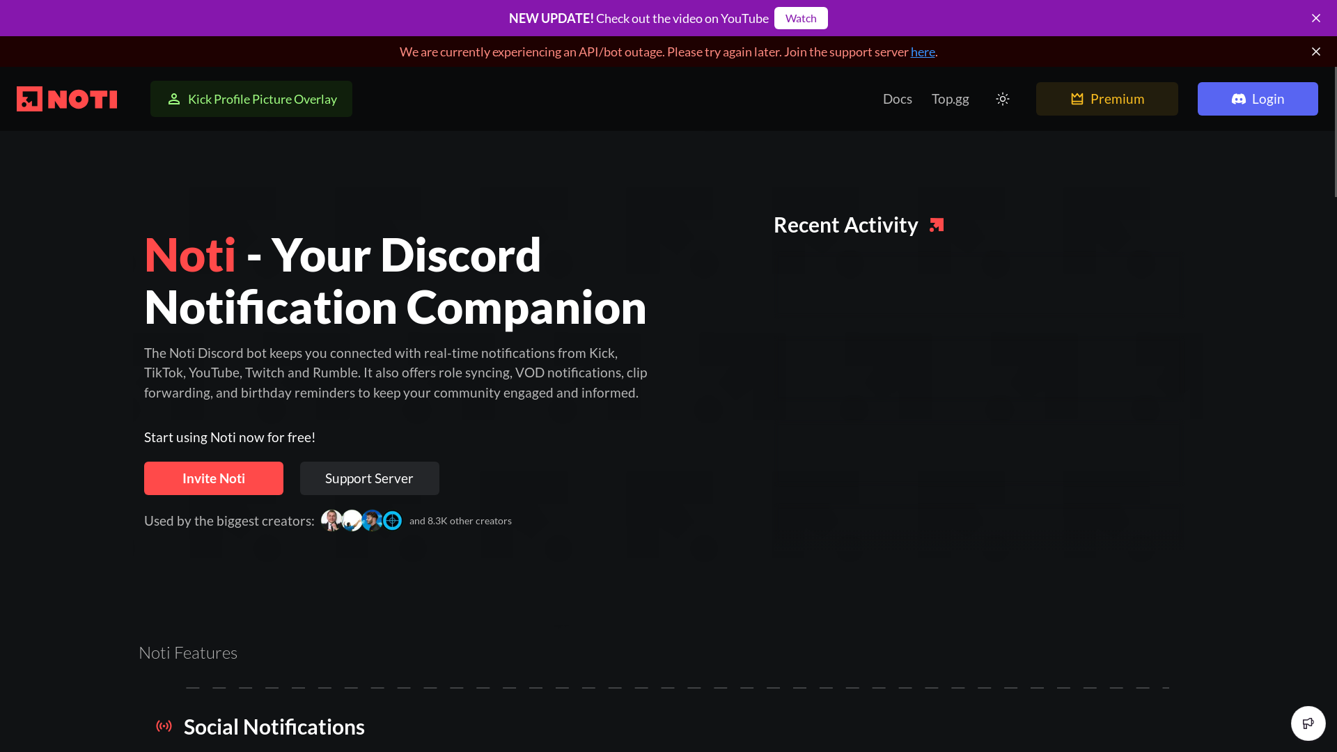 website screenshot of https://noti.bot/