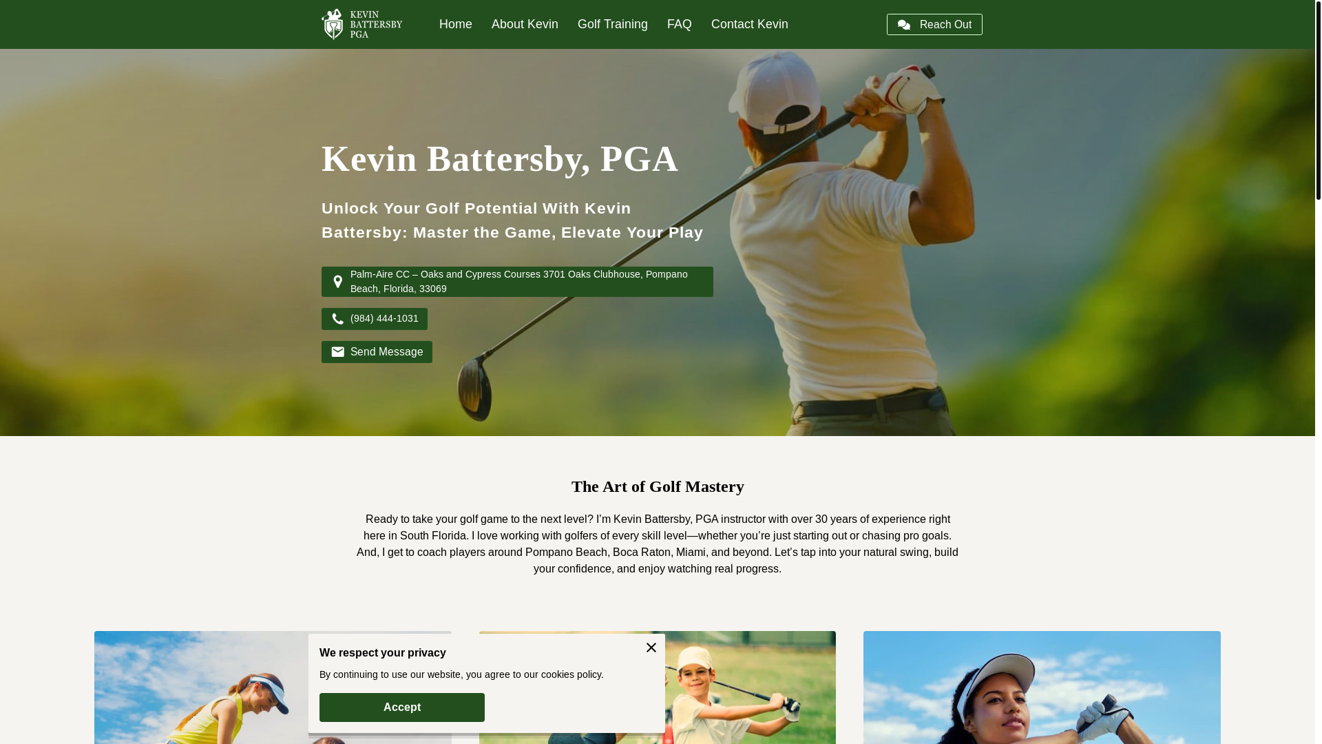 website screenshot of https://kevinbattersbypga.com/