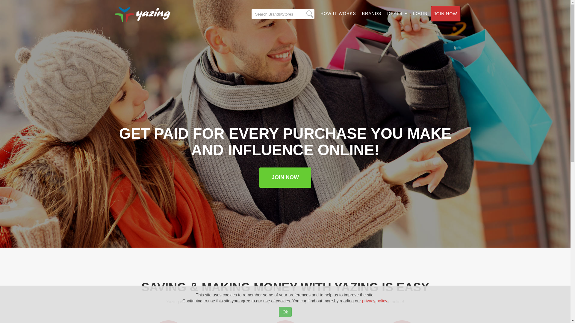 website screenshot of https://yazing.com/