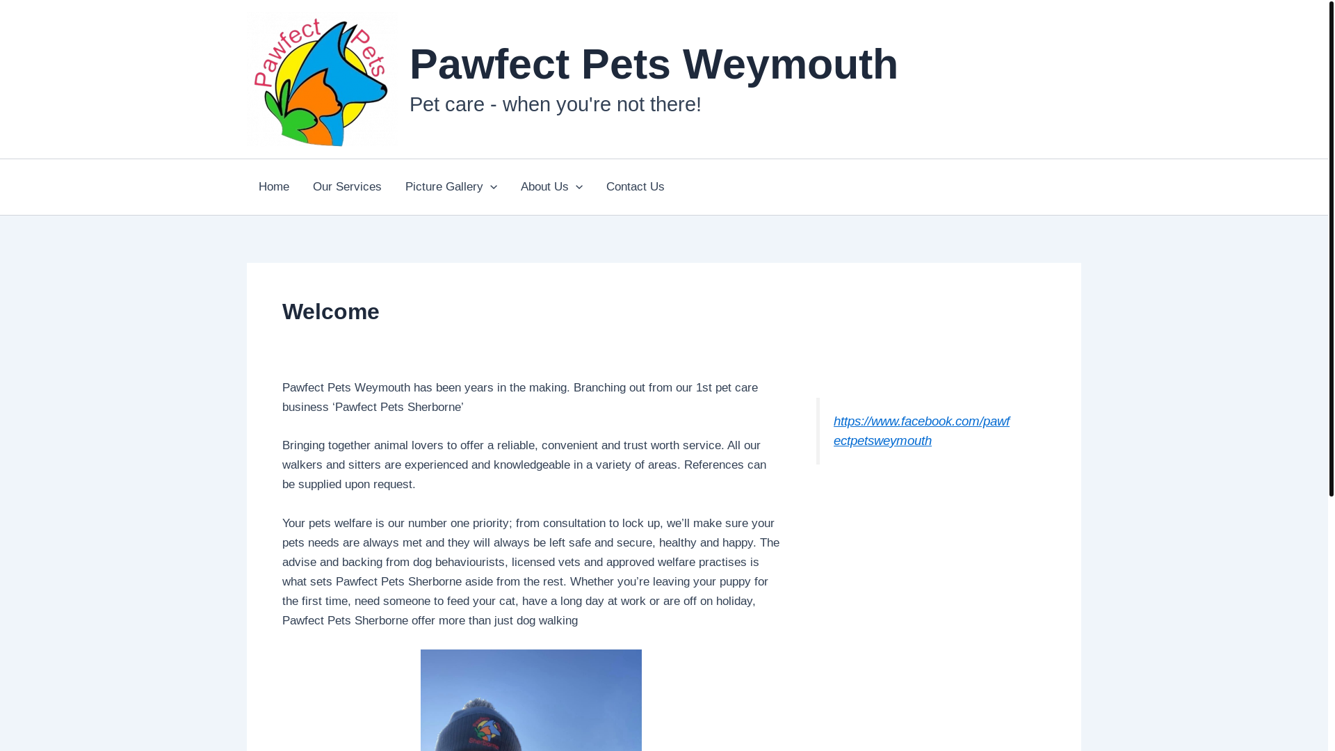 website screenshot of https://pawfectpetweymouth.co.uk/