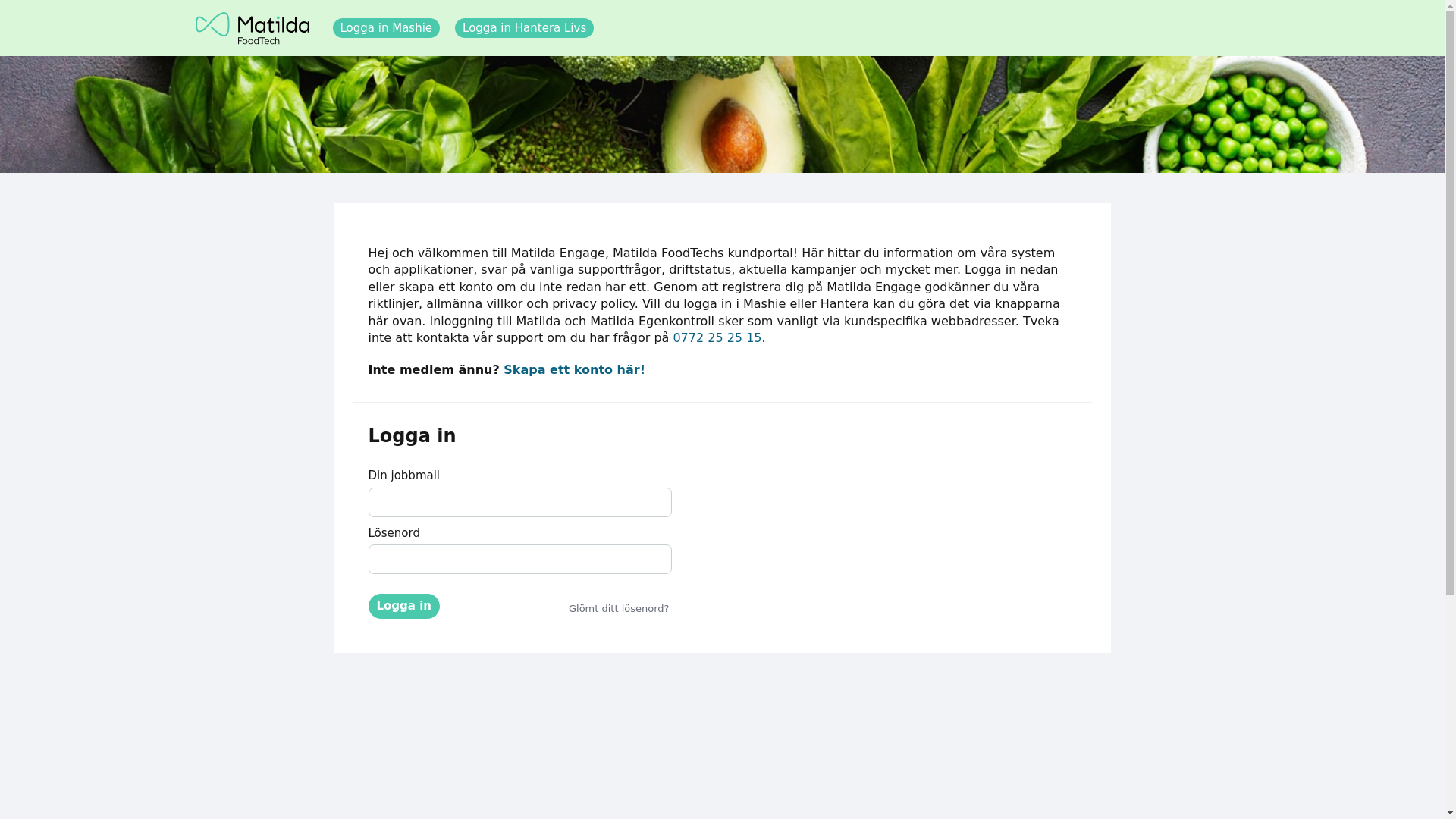 website screenshot of https://engage.matildafoodtech.com/