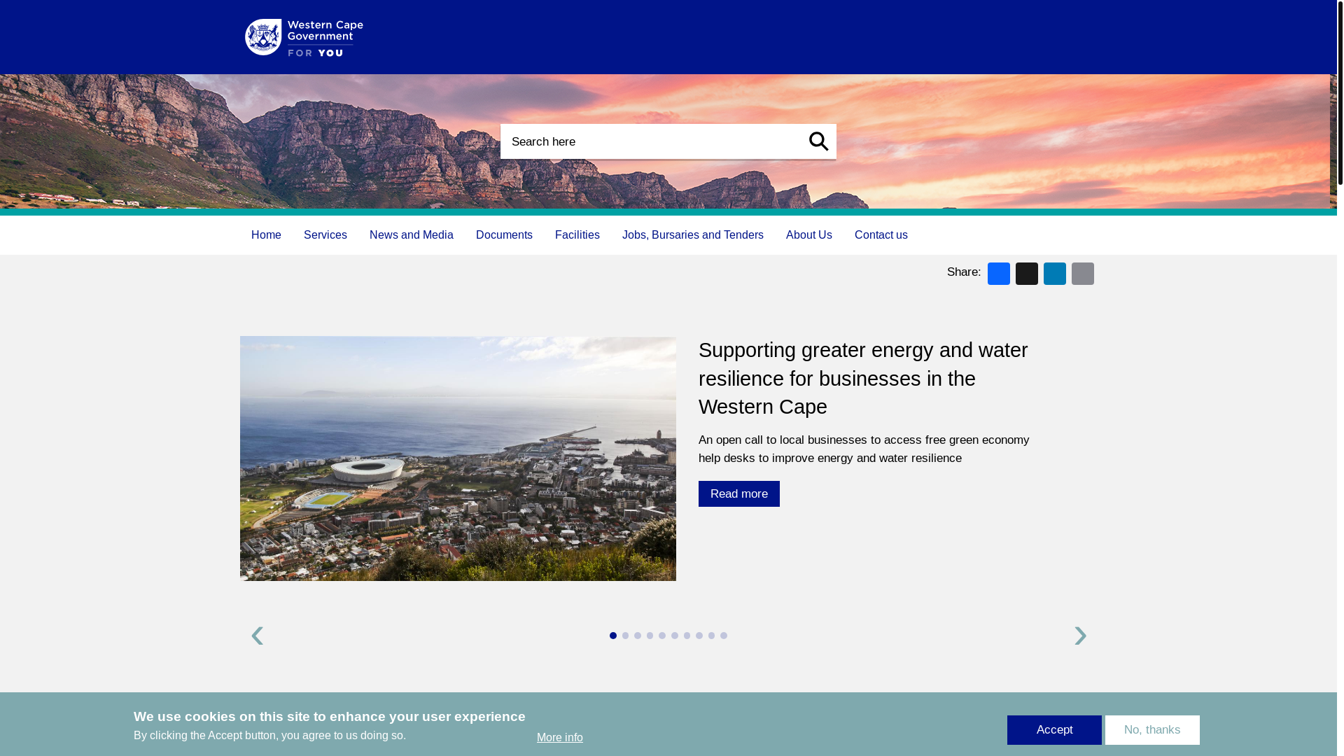 website screenshot of https://www.westerncape.gov.za/