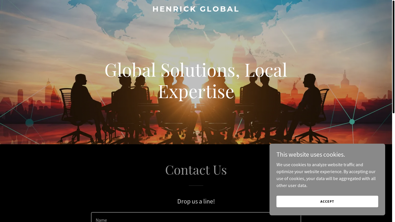 website screenshot of https://henrickglobal.com/