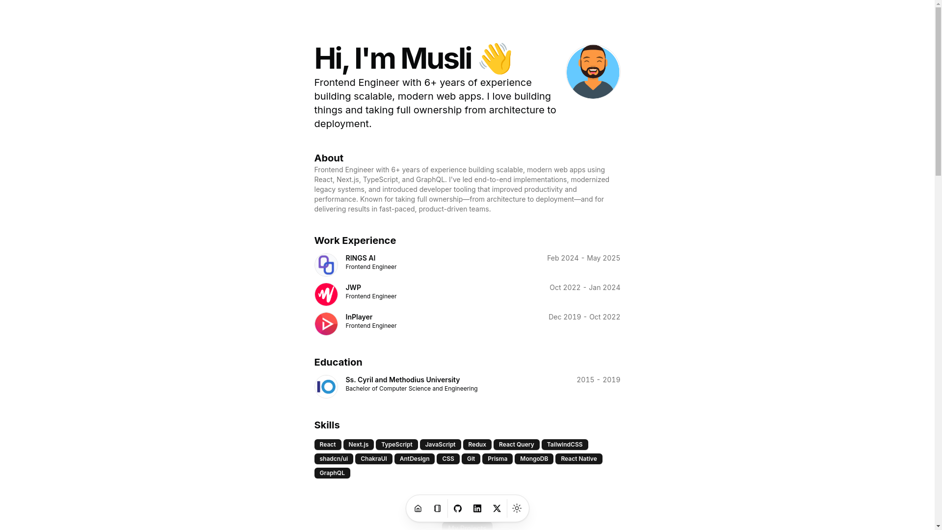 website screenshot of https://mustran.dev/