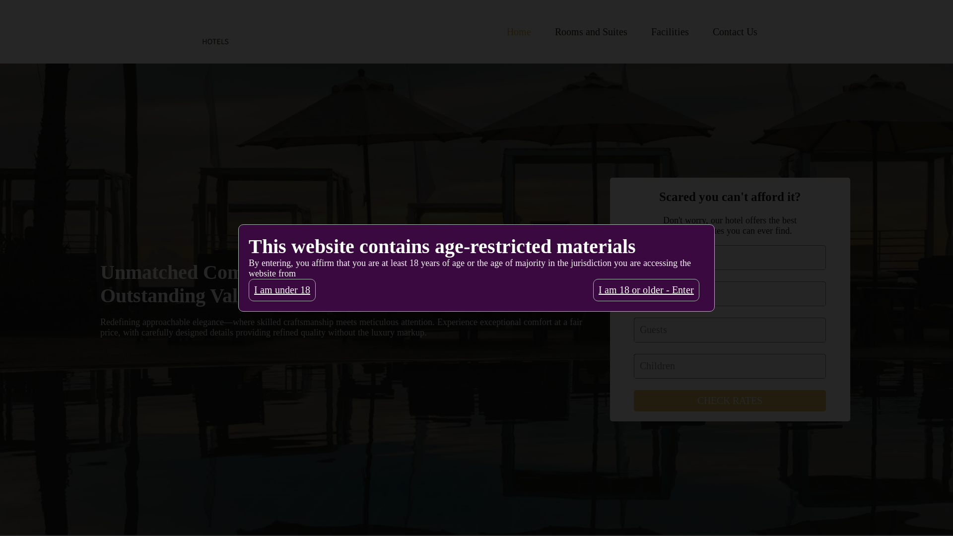 website screenshot of https://hilltoprooms.info/