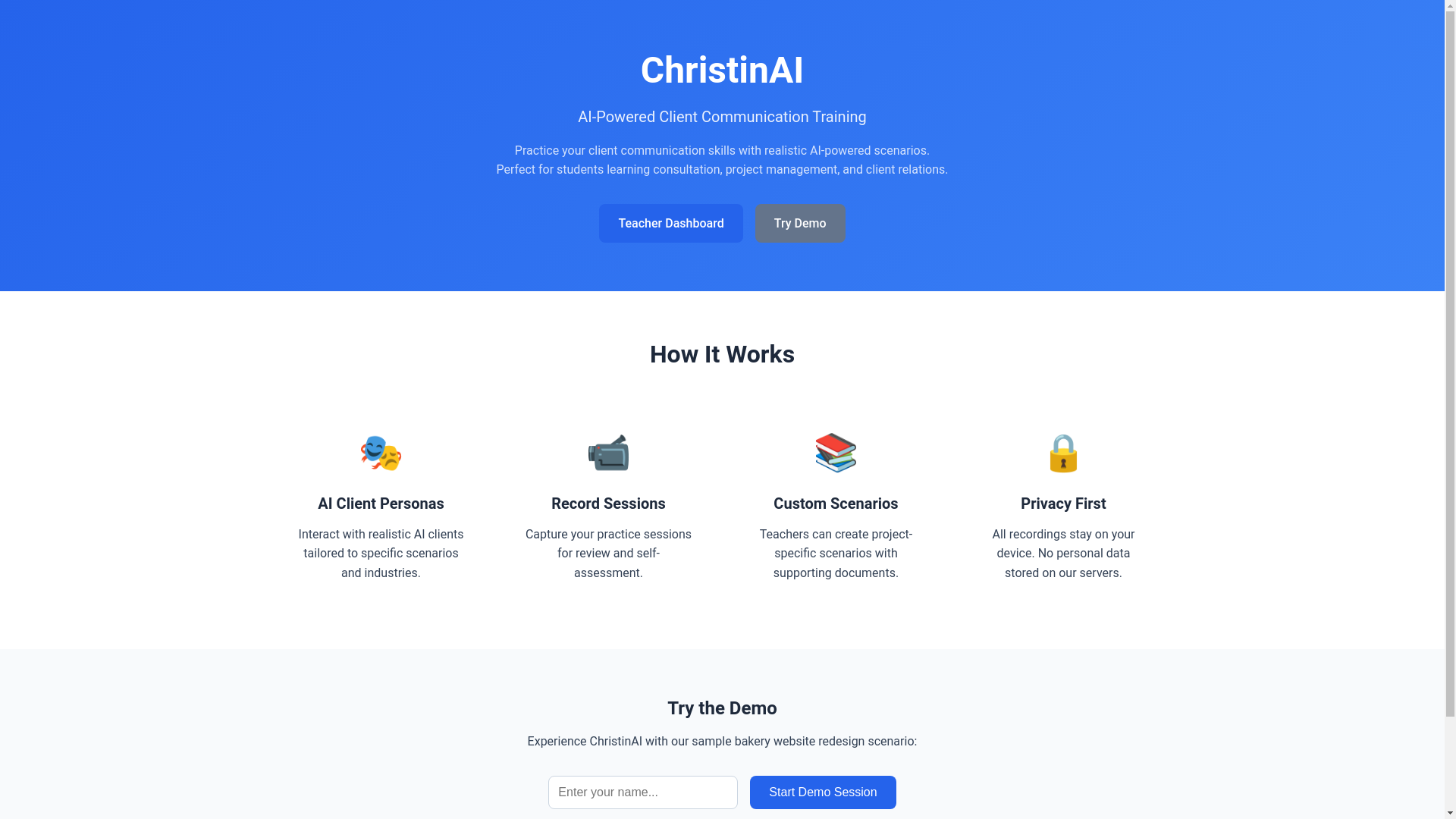 website screenshot of https://christinai.pages.dev/