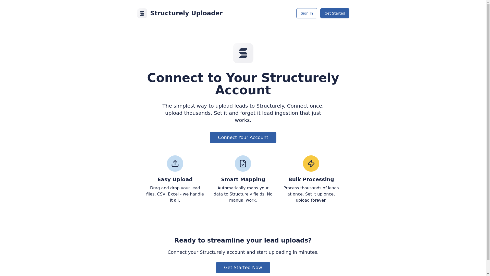 website screenshot of https://structurely.dev/
