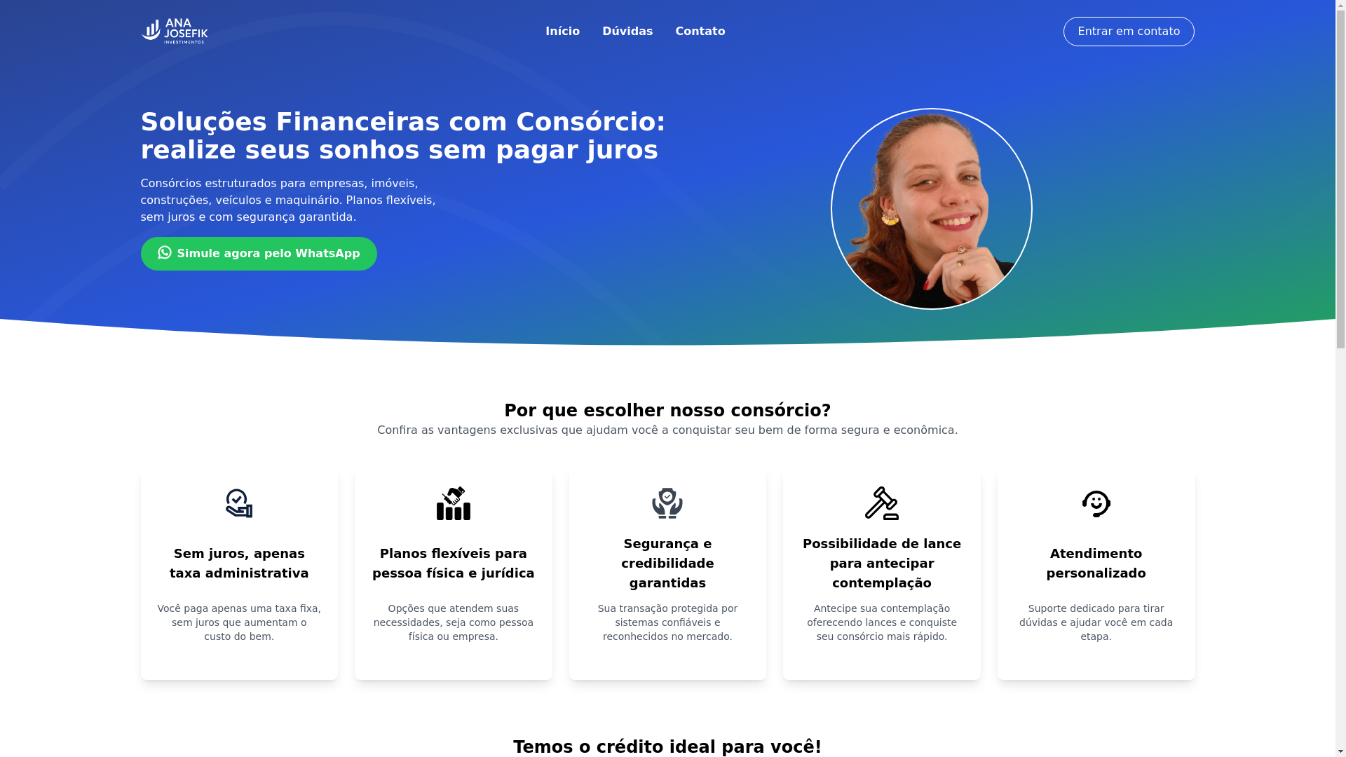 website screenshot of https://anajosefikinvestimentos.com.br/