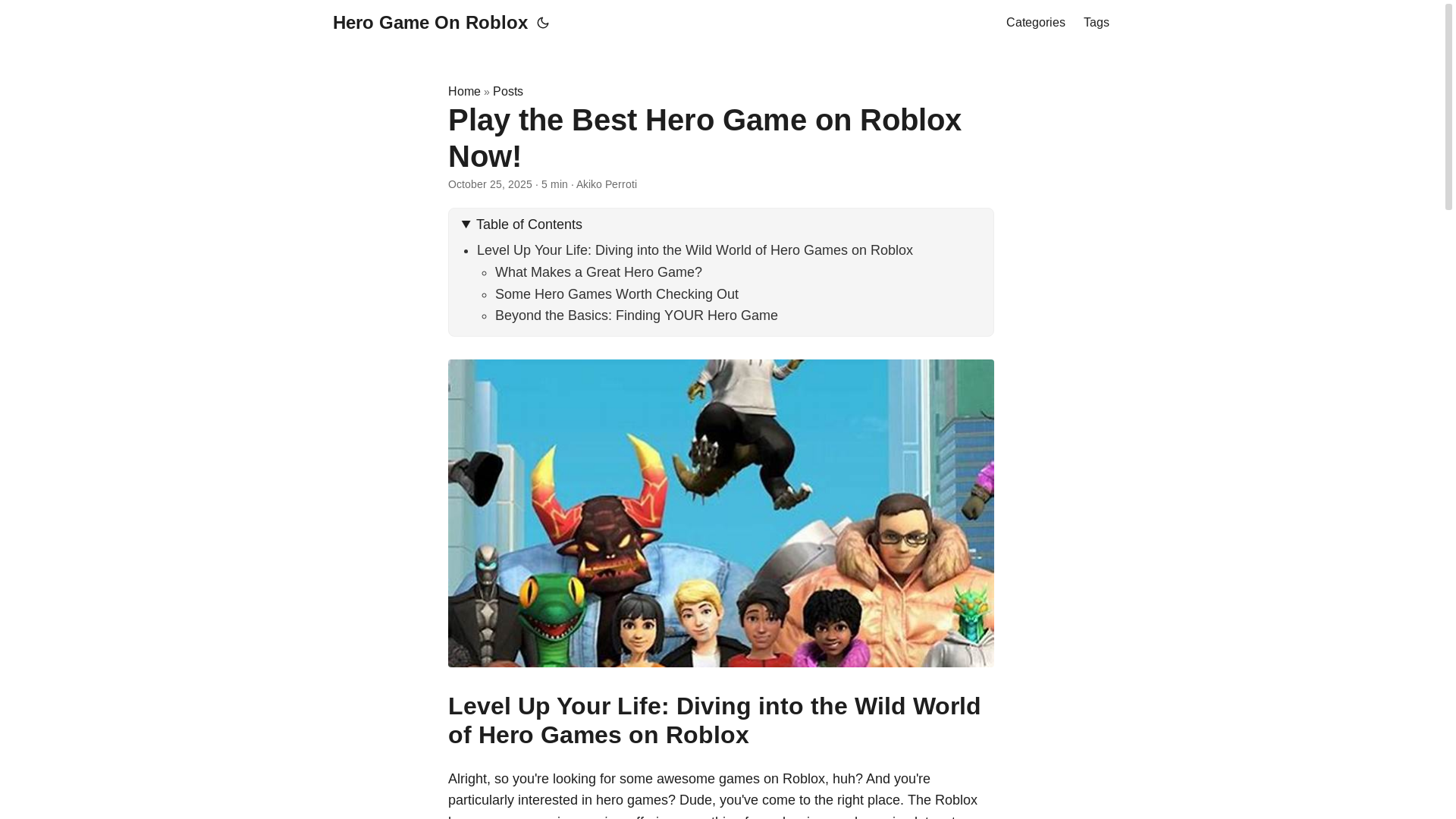 website screenshot of https://hero-game-on-roblox.pages.dev/