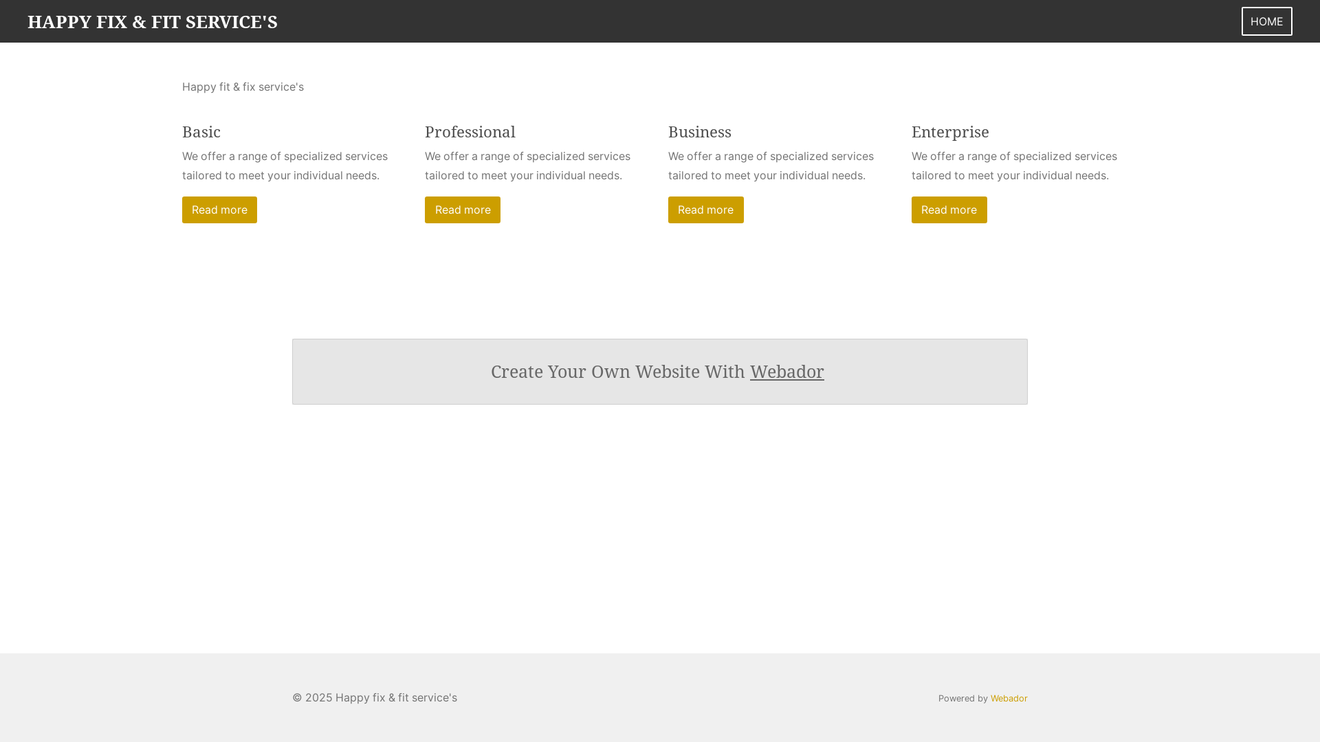 website screenshot of https://happyfixfitservices.com/