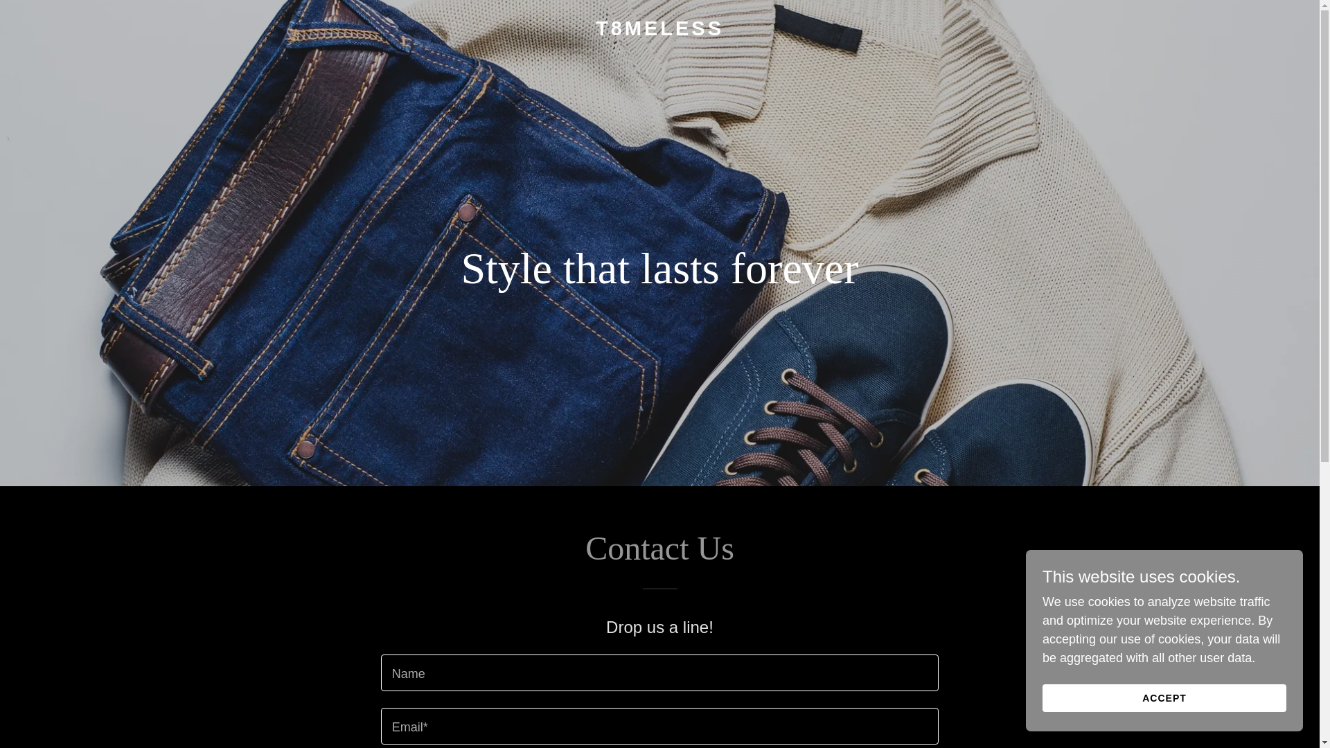 website screenshot of https://t8meless.com/