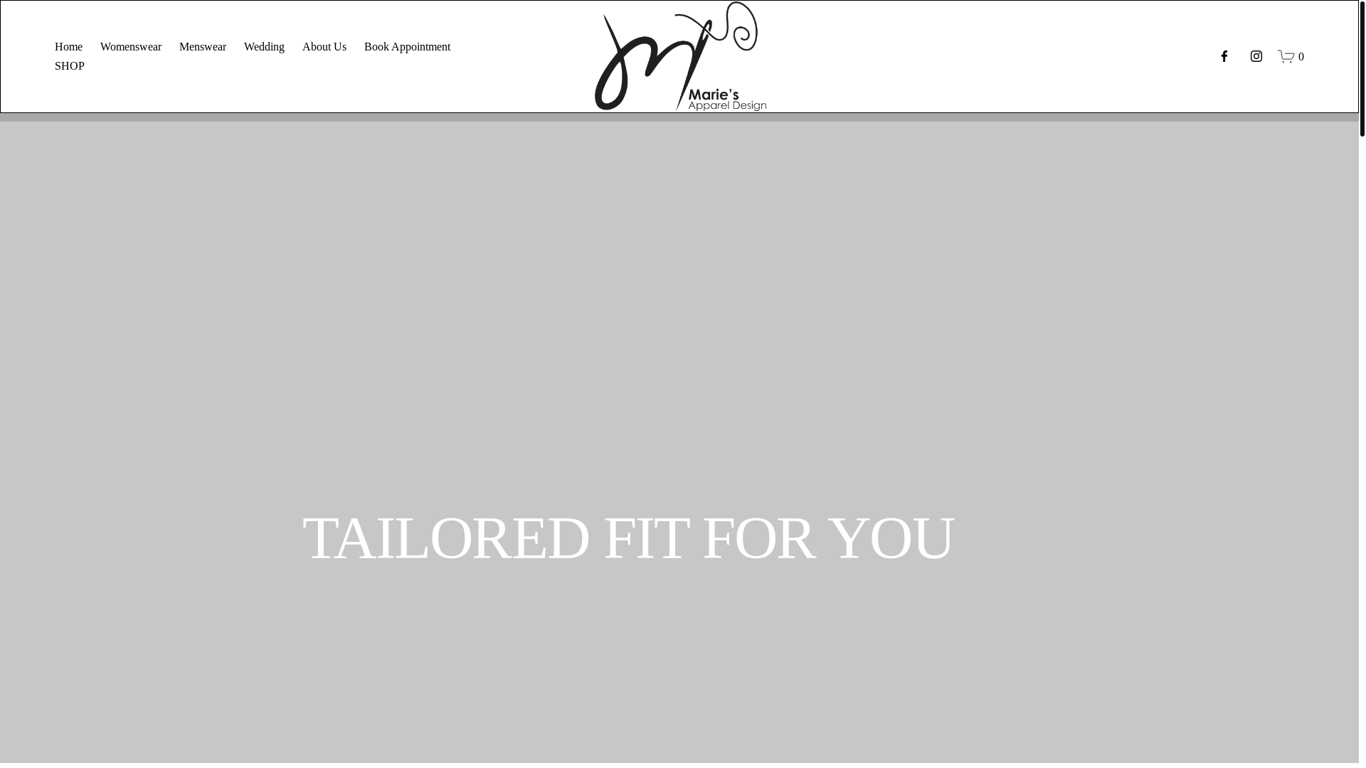 website screenshot of https://mariesappareldesign.com/