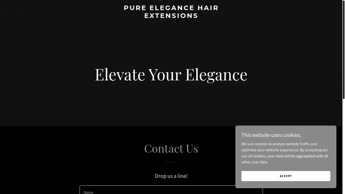 website screenshot of https://pureelegancehairextensions.com/