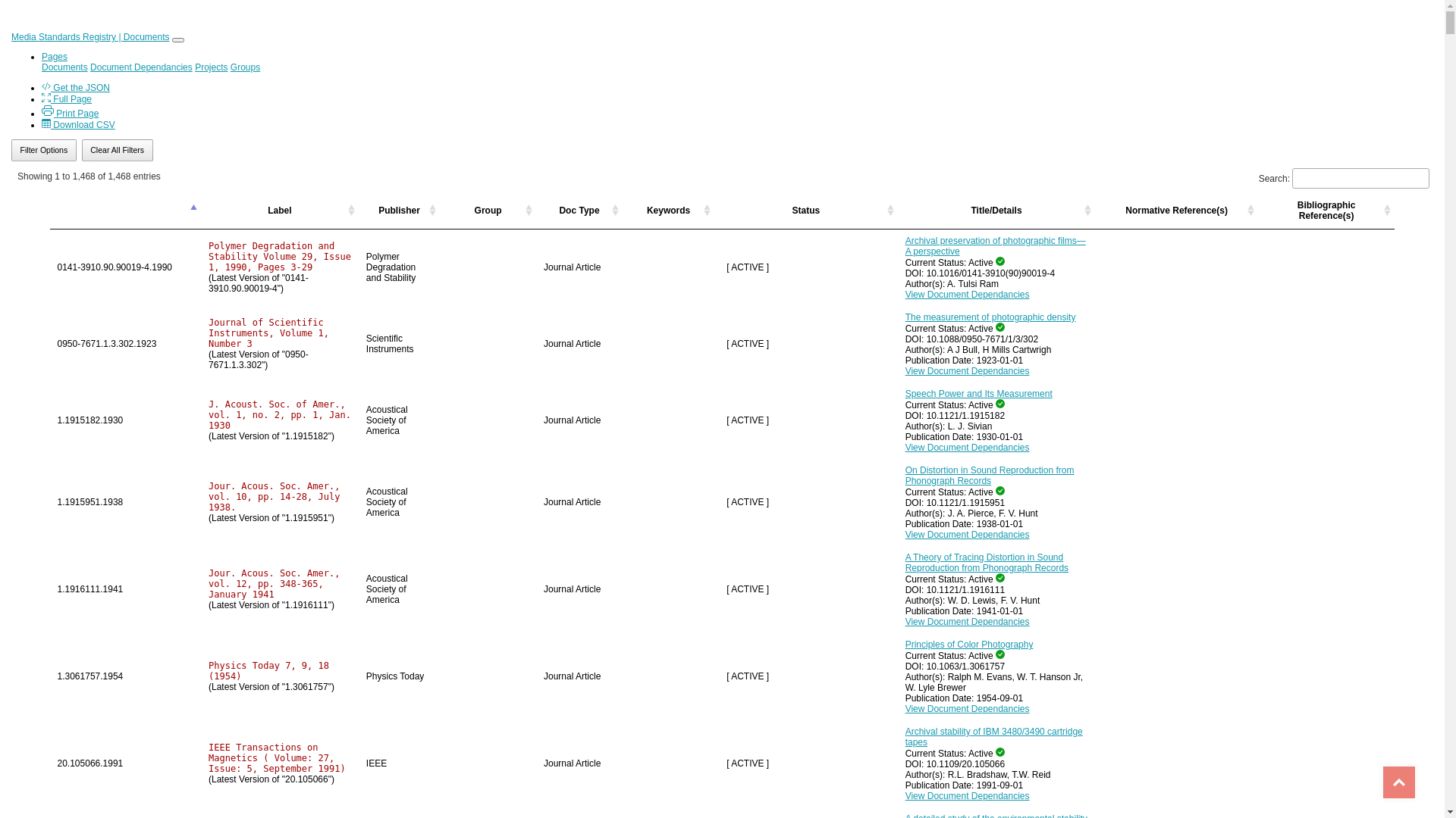 website screenshot of https://mediastandardsregistry.org/