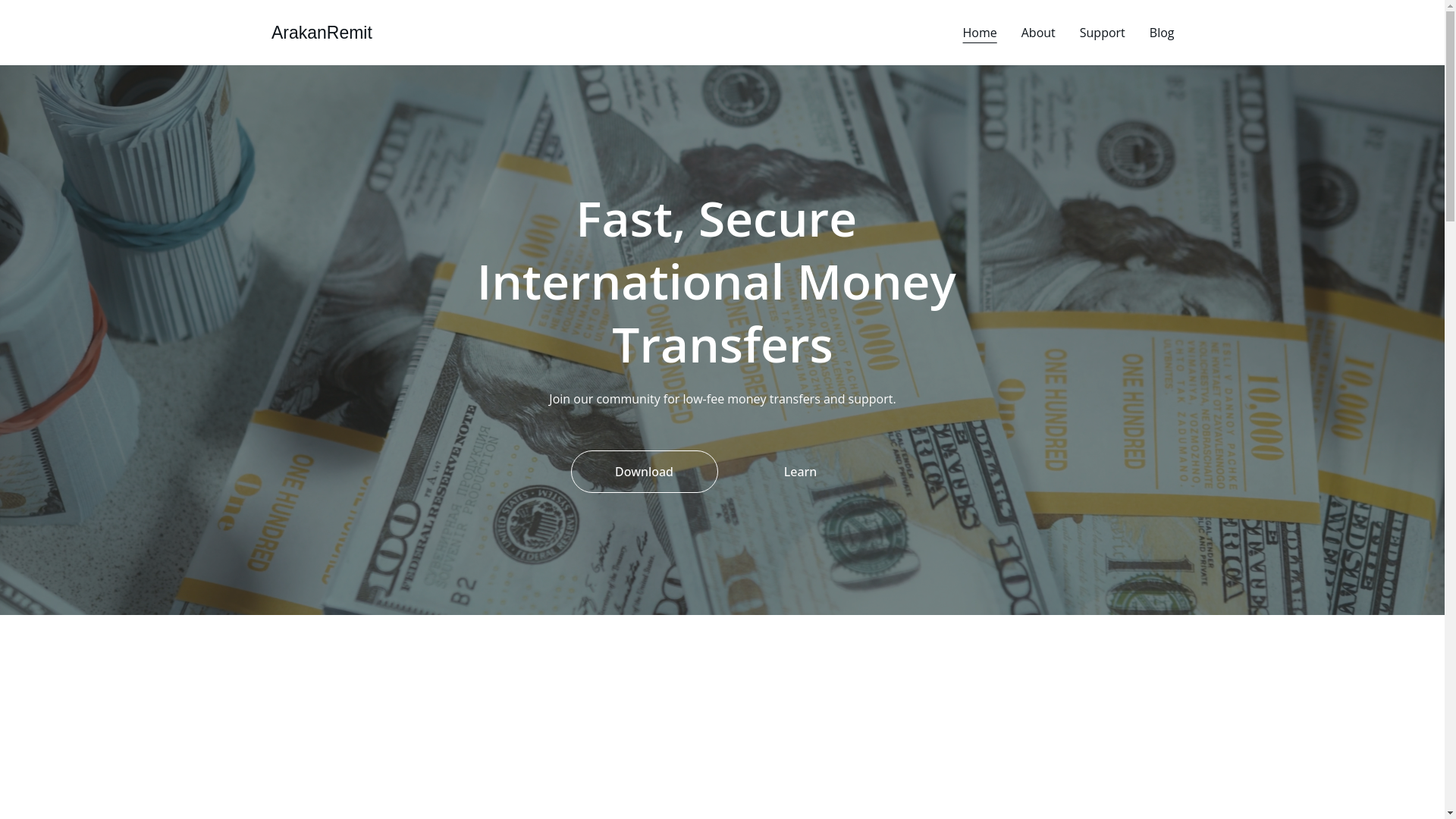 website screenshot of https://arakanremit.com/