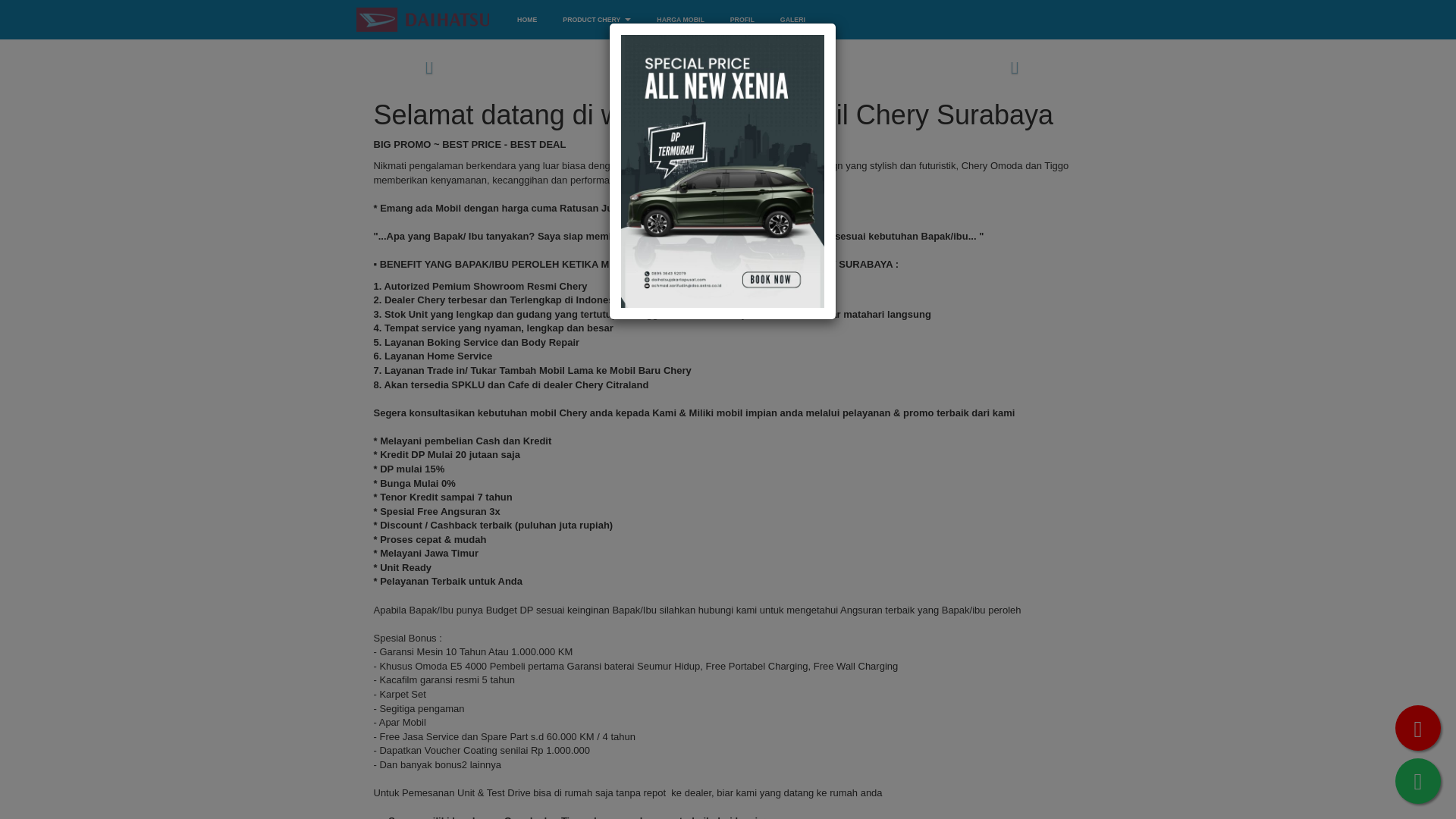 website screenshot of https://cherymotorsurabaya.com/