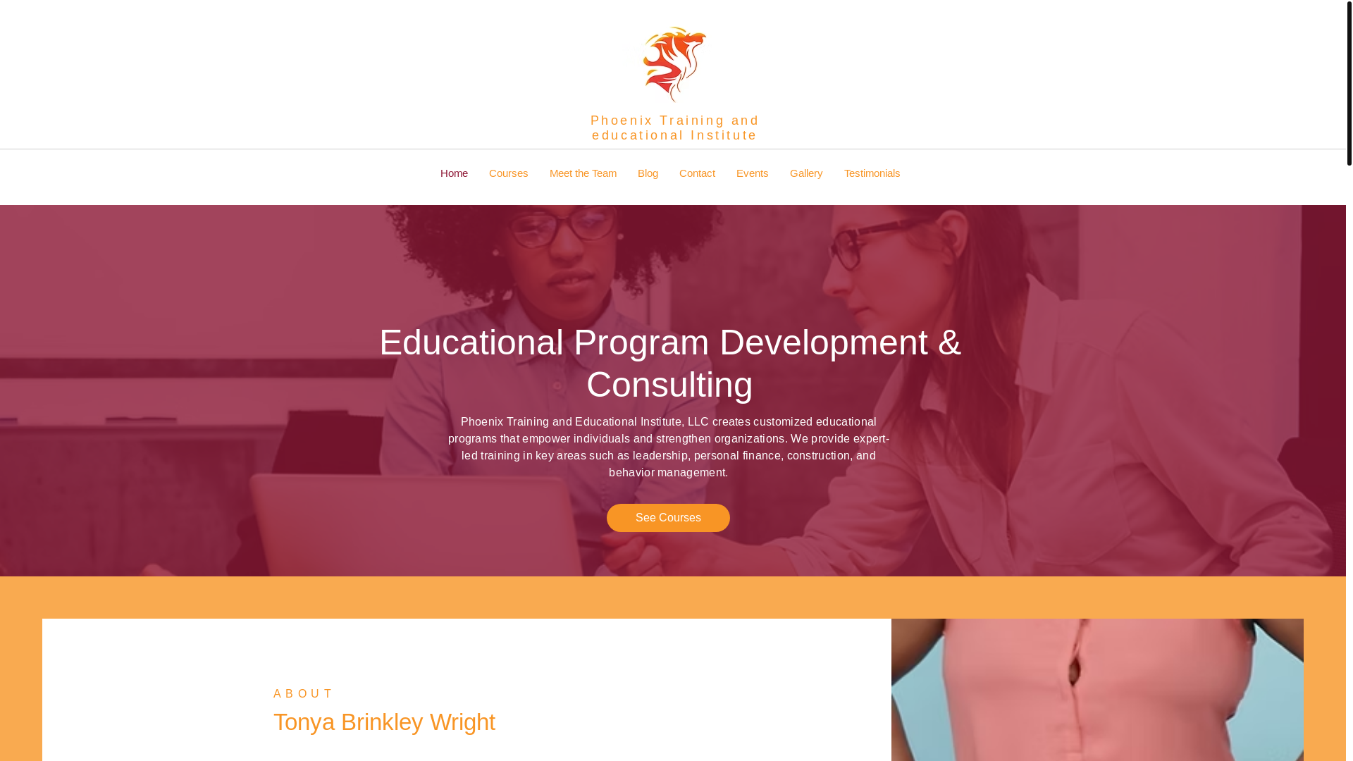 website screenshot of https://phoenixedutraining.com/