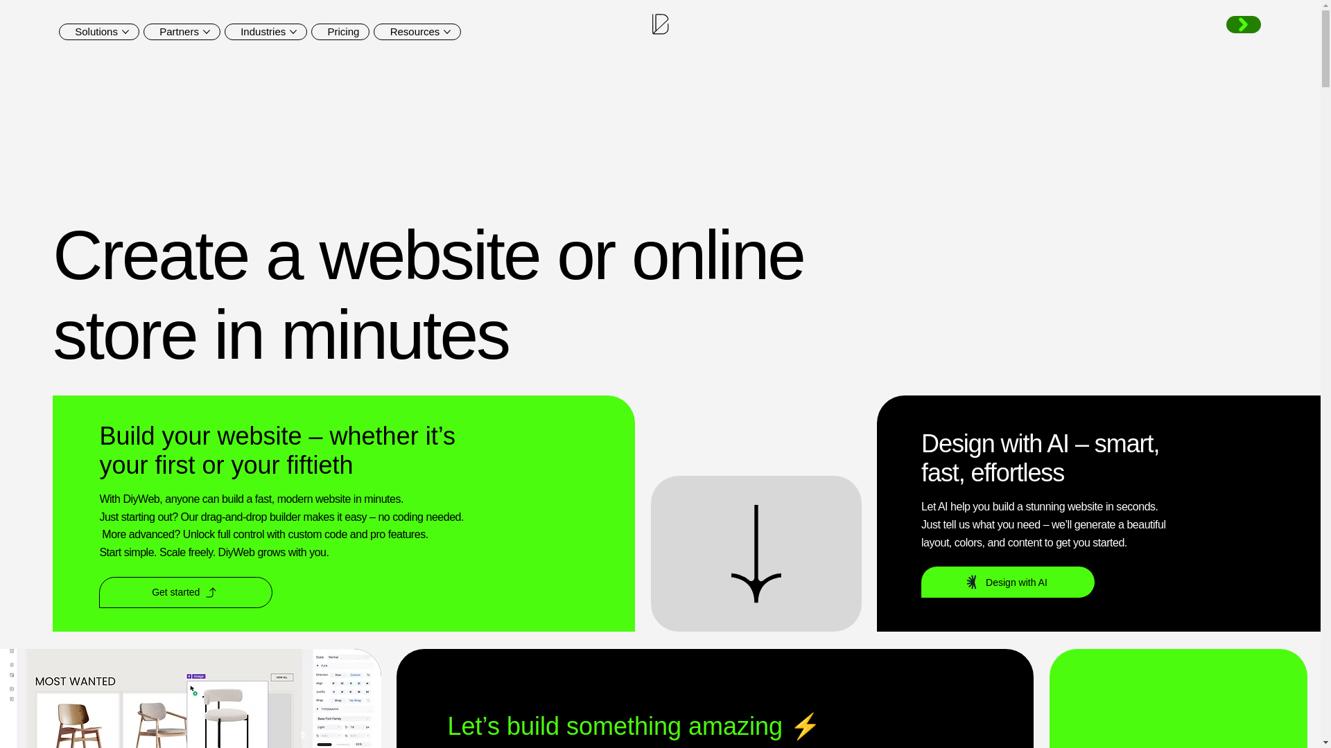 website screenshot of https://diywebplatform.no/
