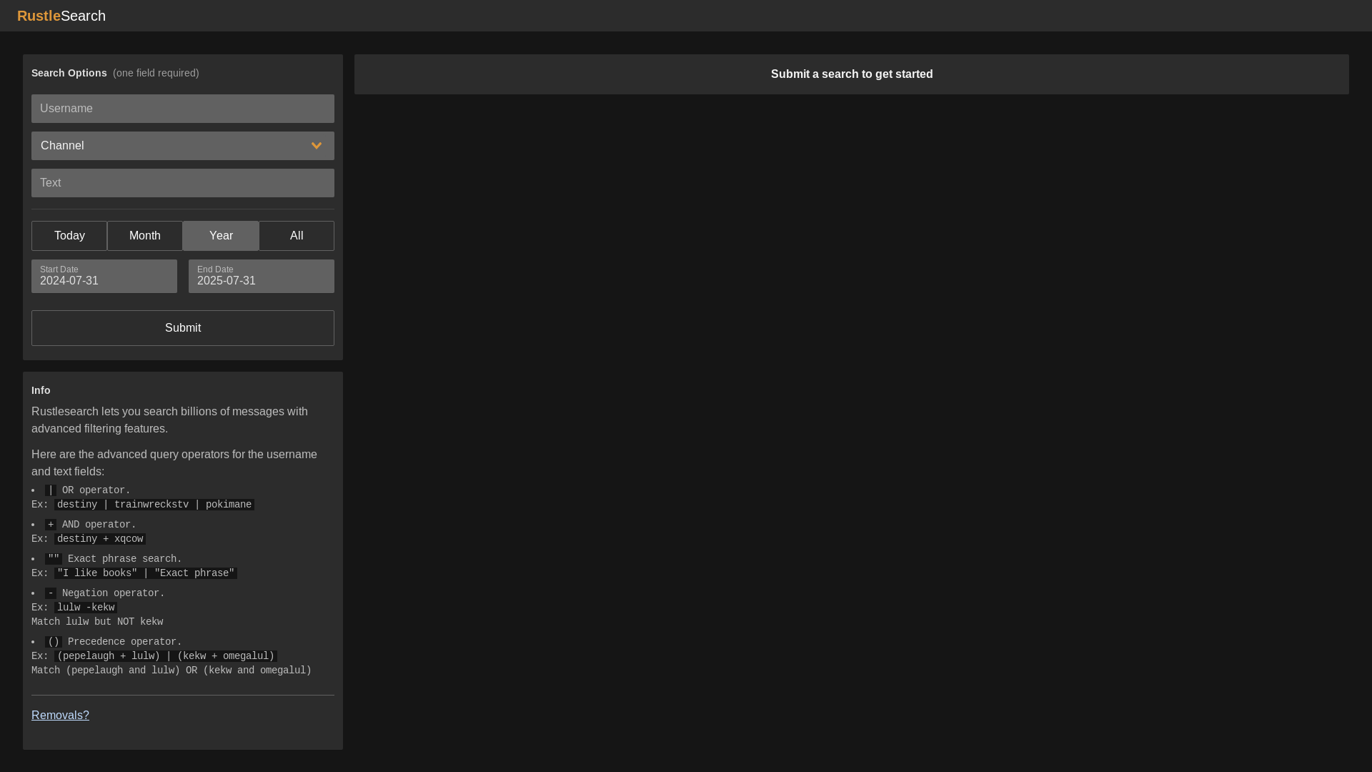 website screenshot of https://rustlesearch.pages.dev/