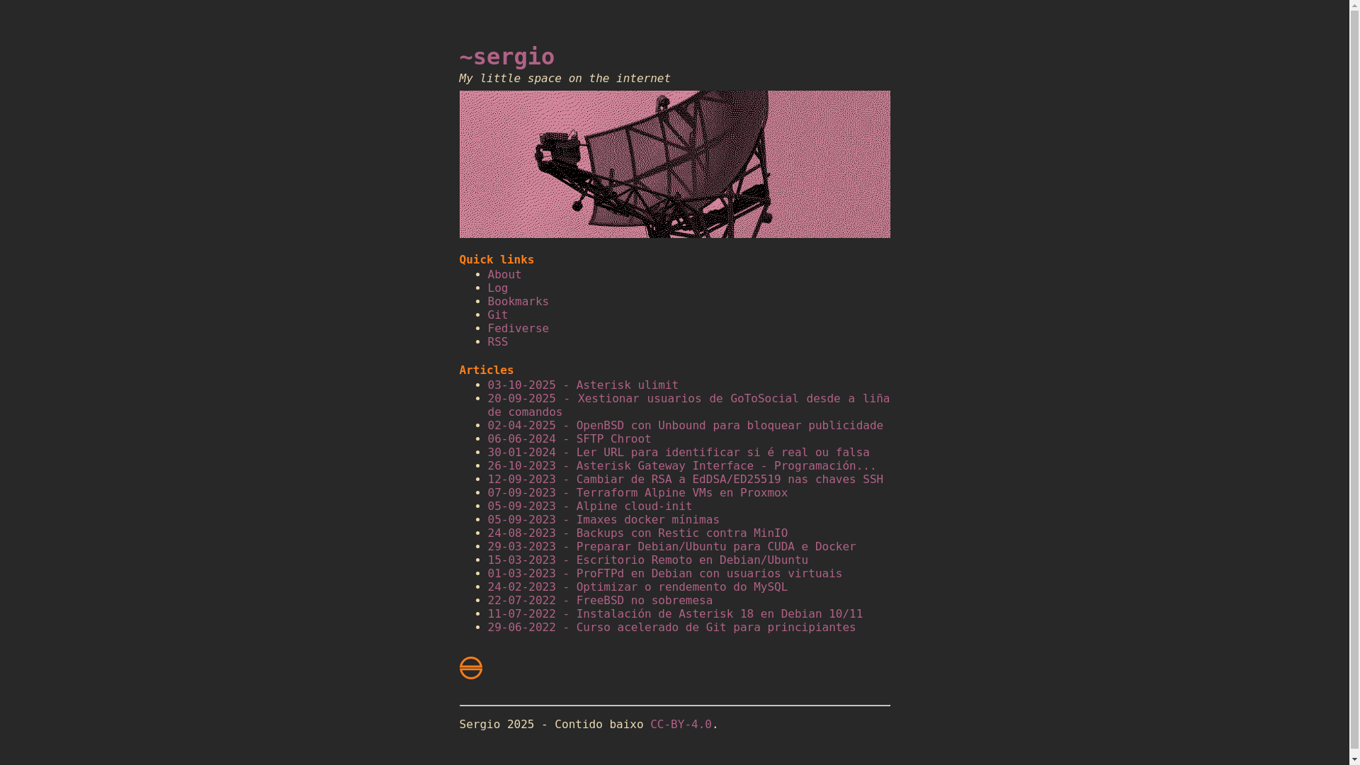 website screenshot of https://tr4ck.net/~sergio