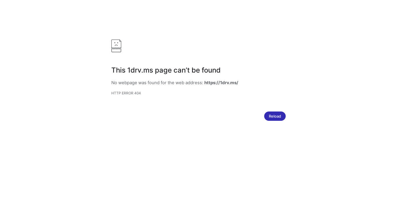 website screenshot of https://1drv.ms/