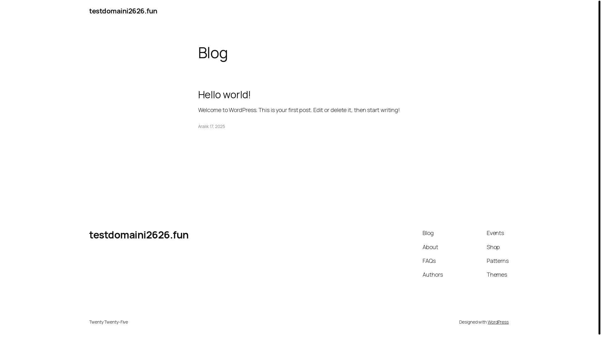 website screenshot of https://testdomaini2626.fun/