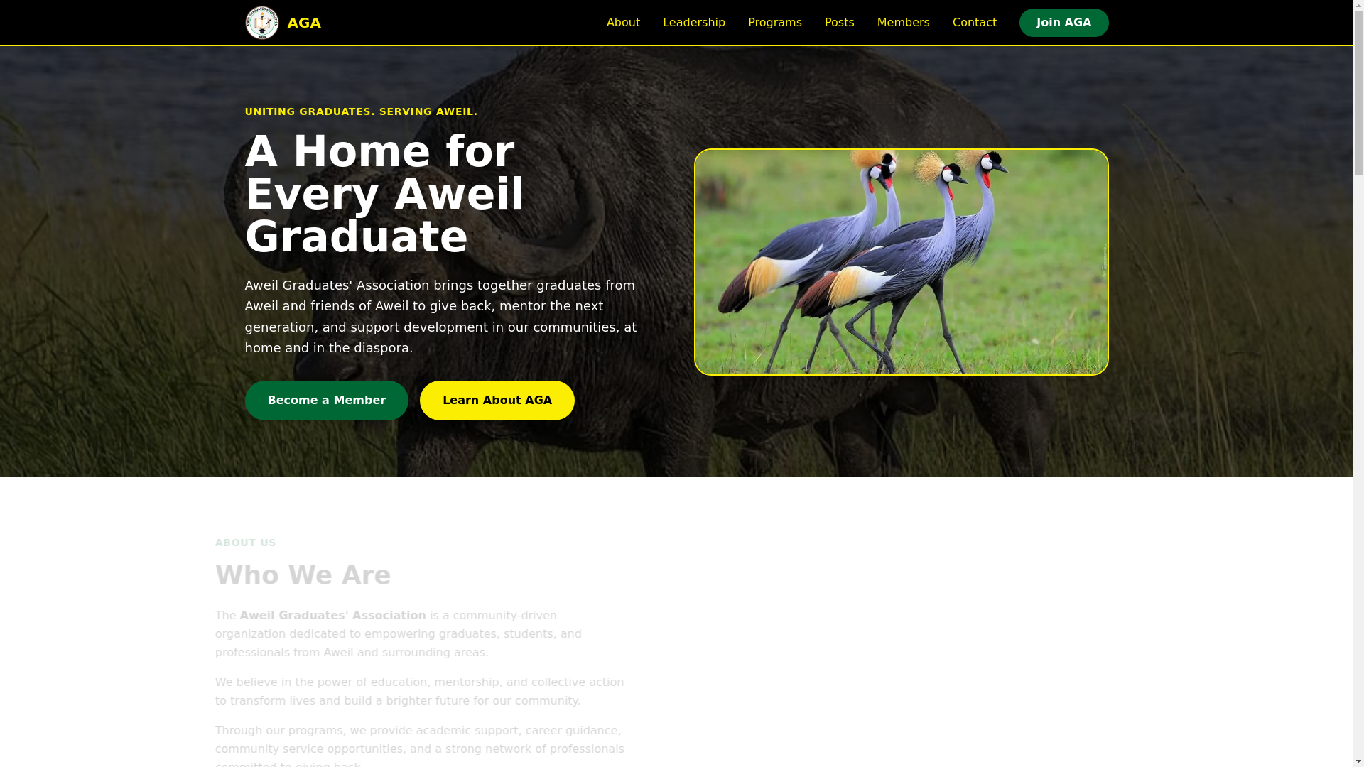 website screenshot of https://aweilgraduatesassociation.org/