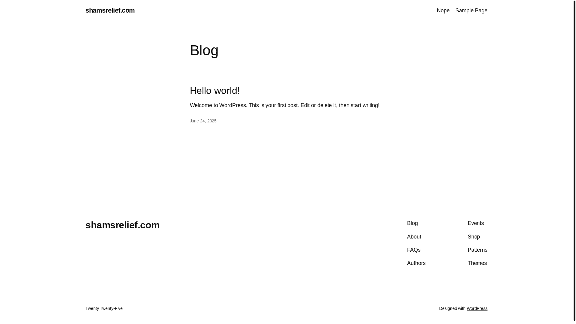 website screenshot of https://shamsrelief.org/