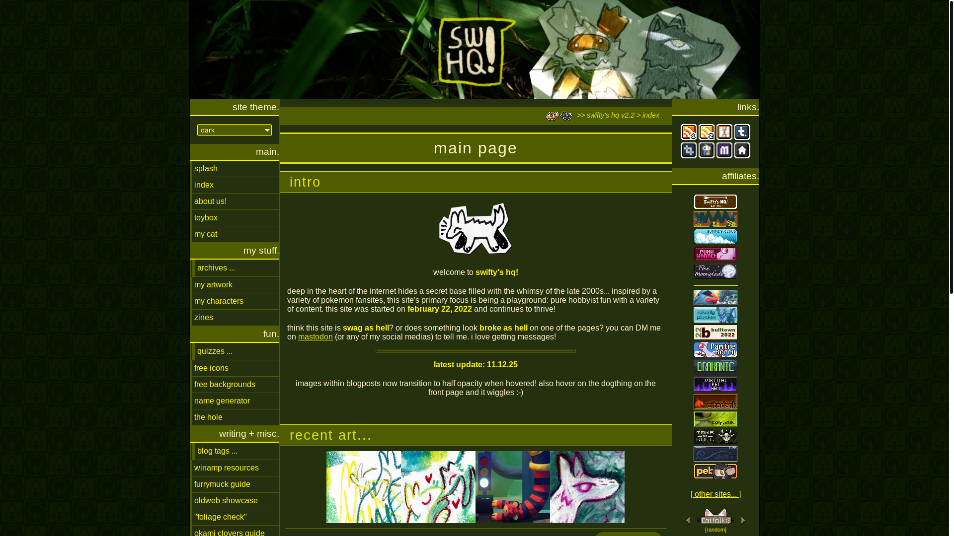 website screenshot of https://swiftyshq.neocities.org/main/