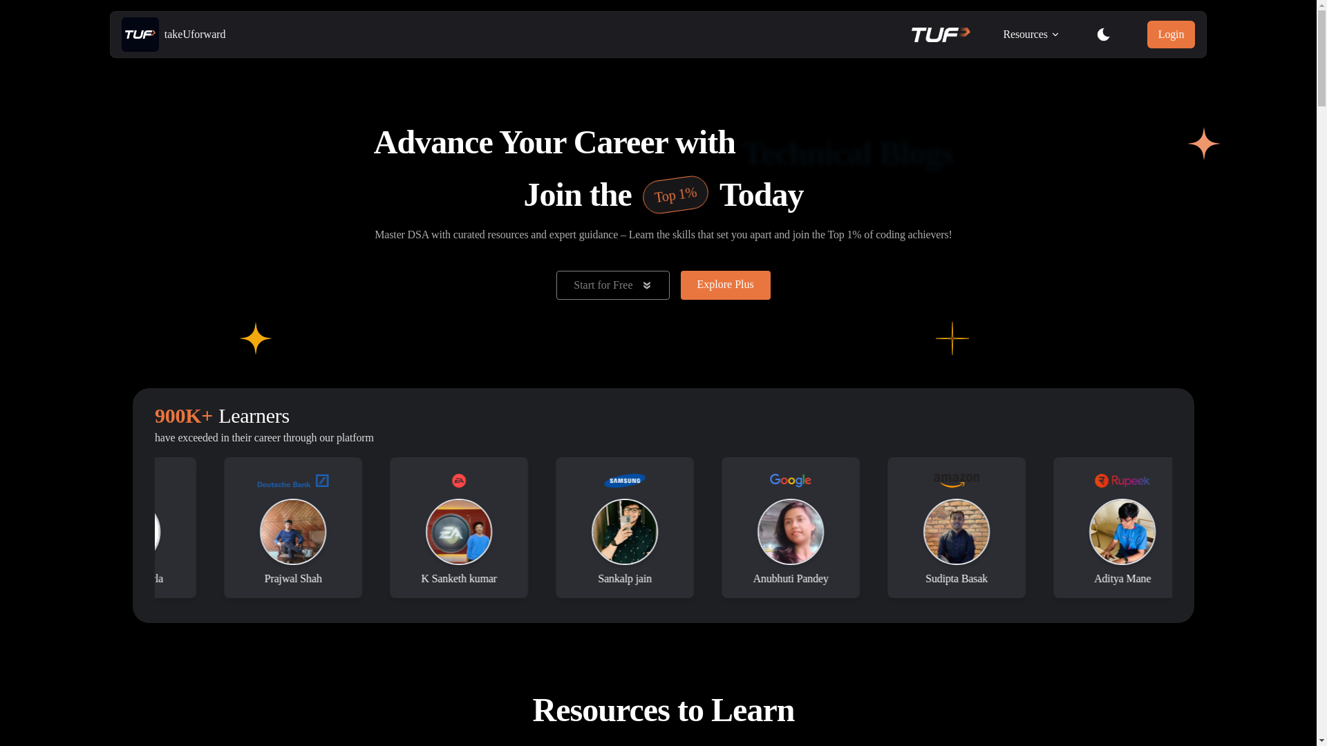 website screenshot of https://takeuforward-production-main-website.pages.dev/
