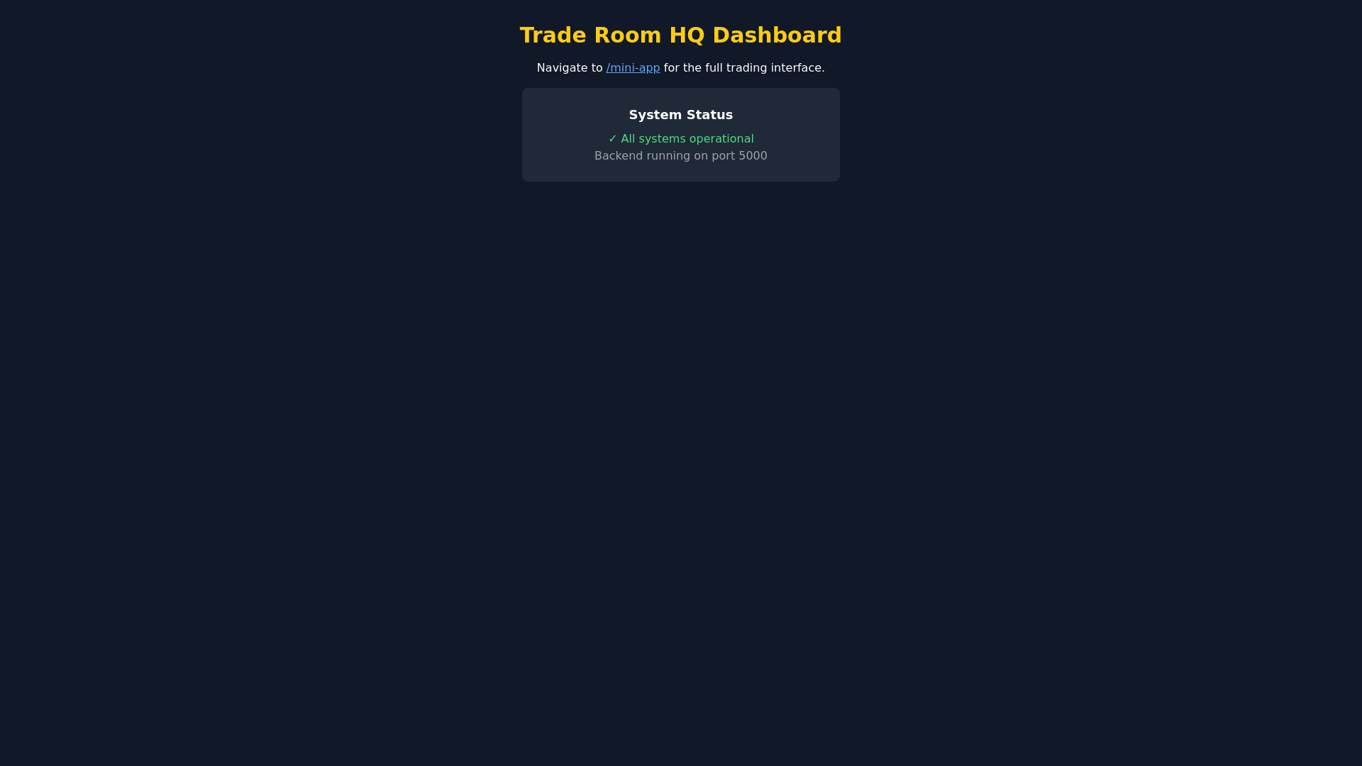 website screenshot of https://traderoomhq.com/