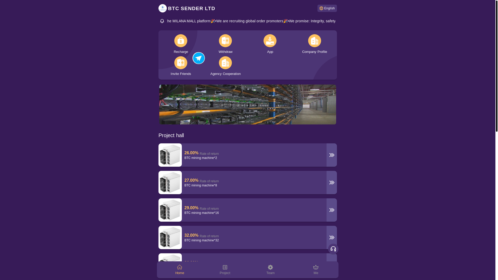 website screenshot of https://btcsender.online/