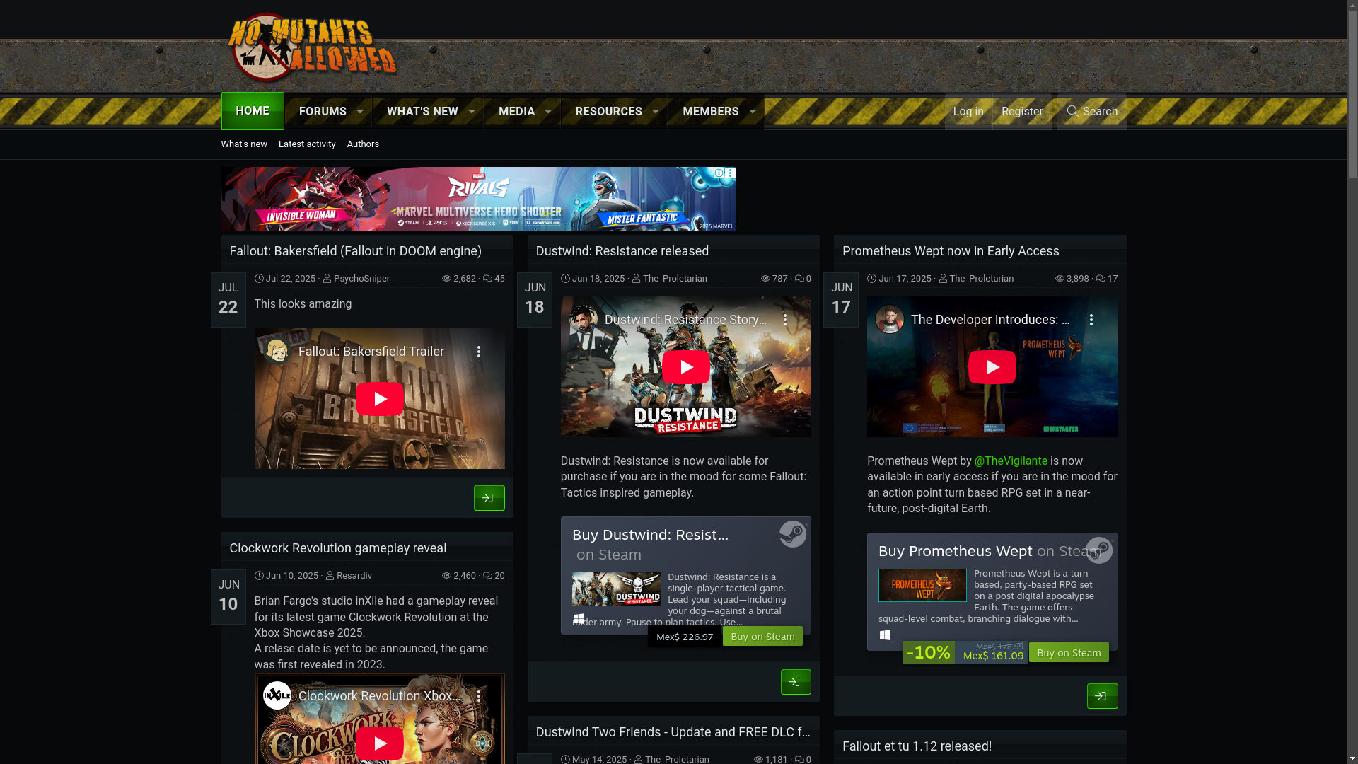 website screenshot of https://www.nma-fallout.com/