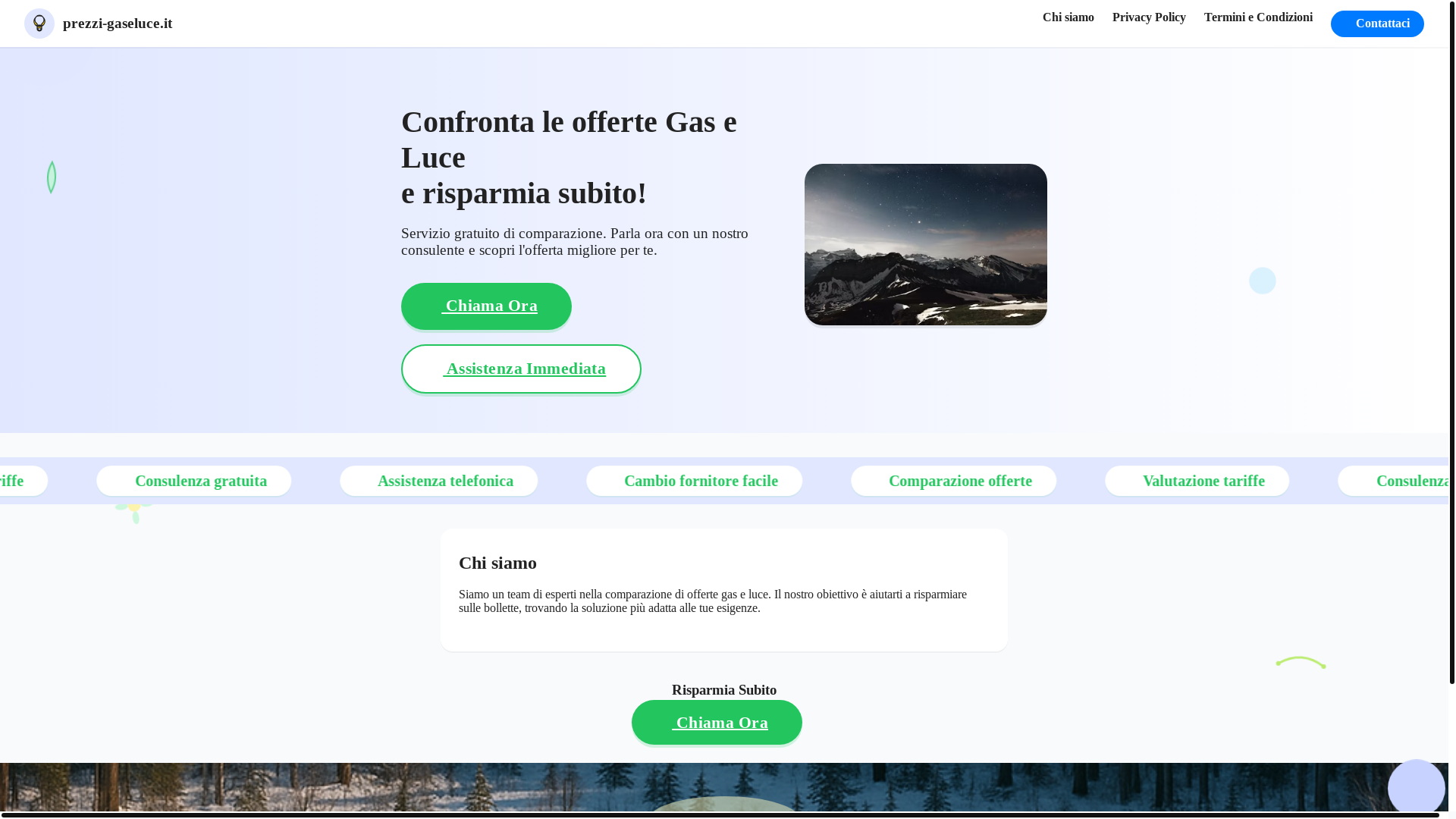 website screenshot of https://prezzi-gaseluce.it/