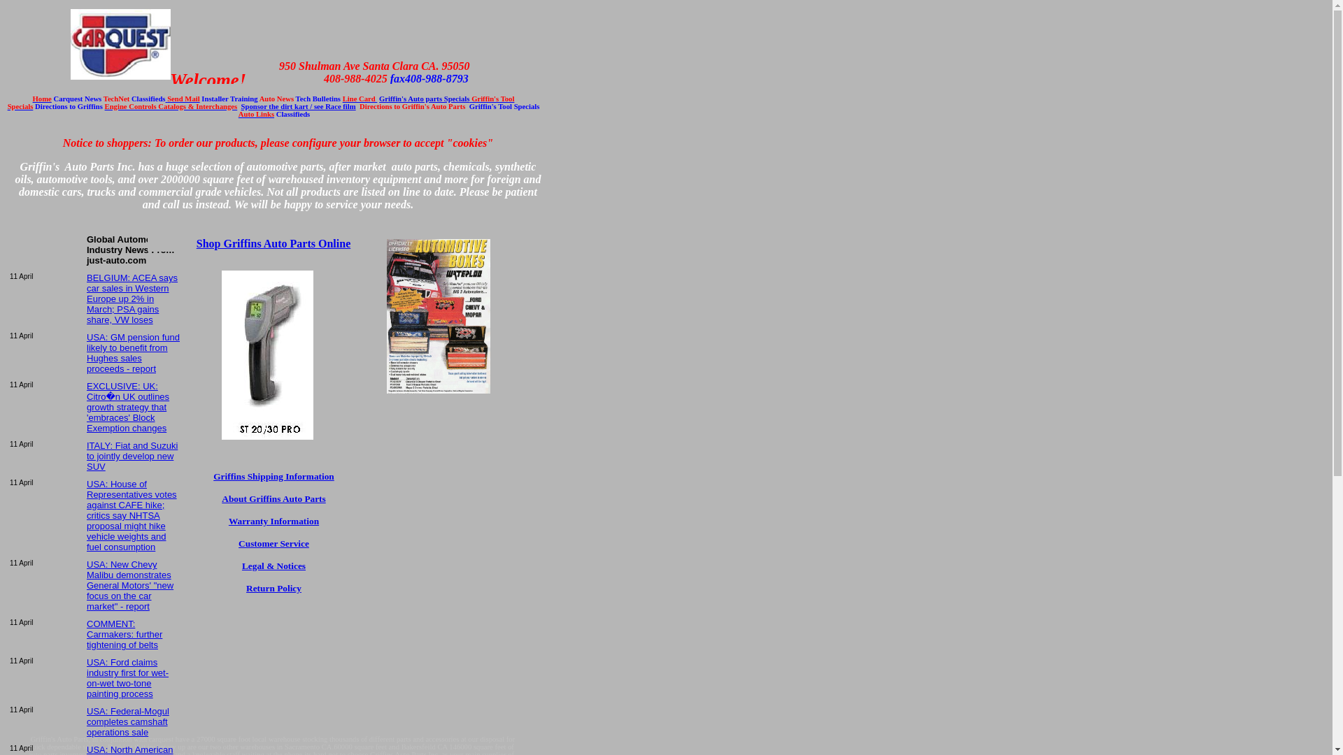 website screenshot of https://griffinsautoparts.pages.dev/