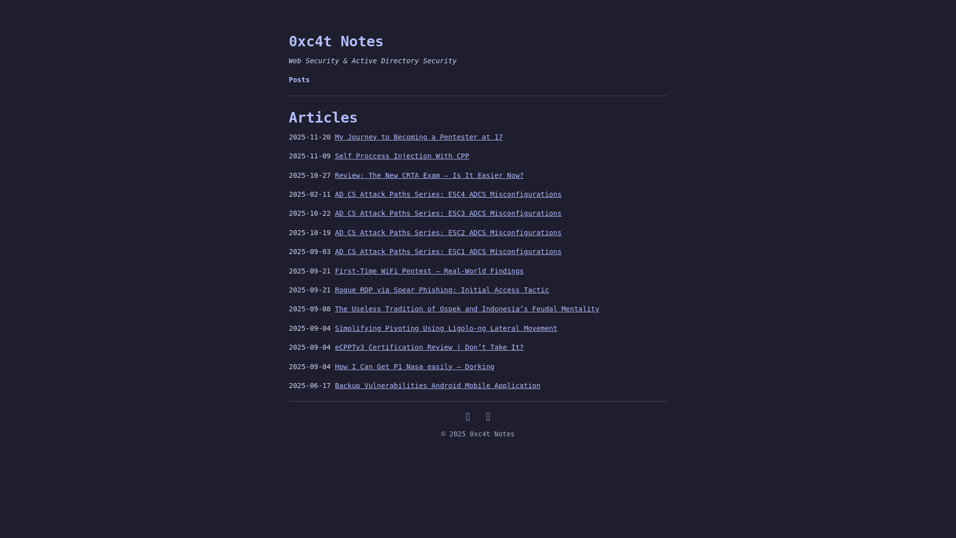 website screenshot of https://0xc4t.re/