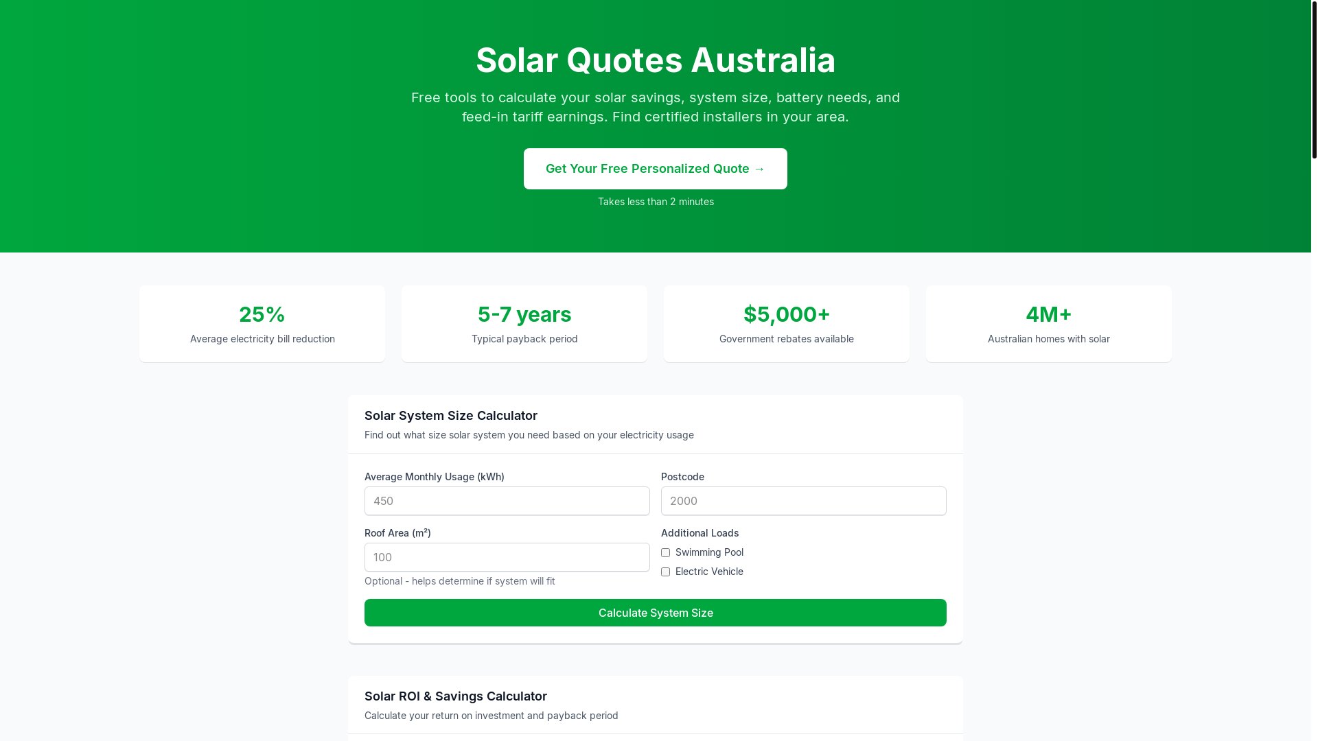website screenshot of https://solarquotesaustralia.com/