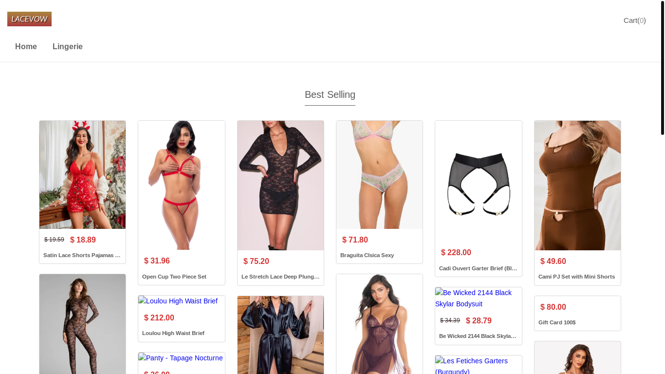 website screenshot of https://lacevow.shop/