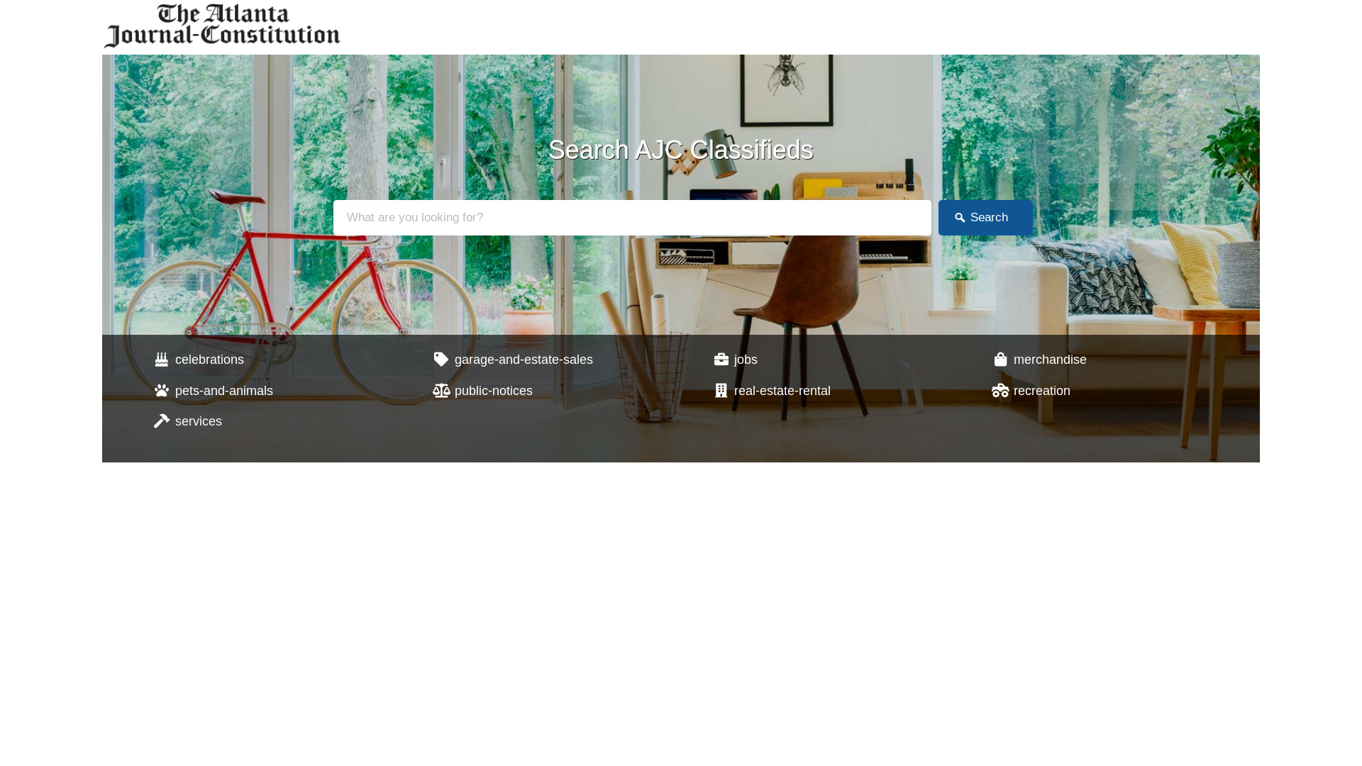 website screenshot of https://ajcclassafieds.com/