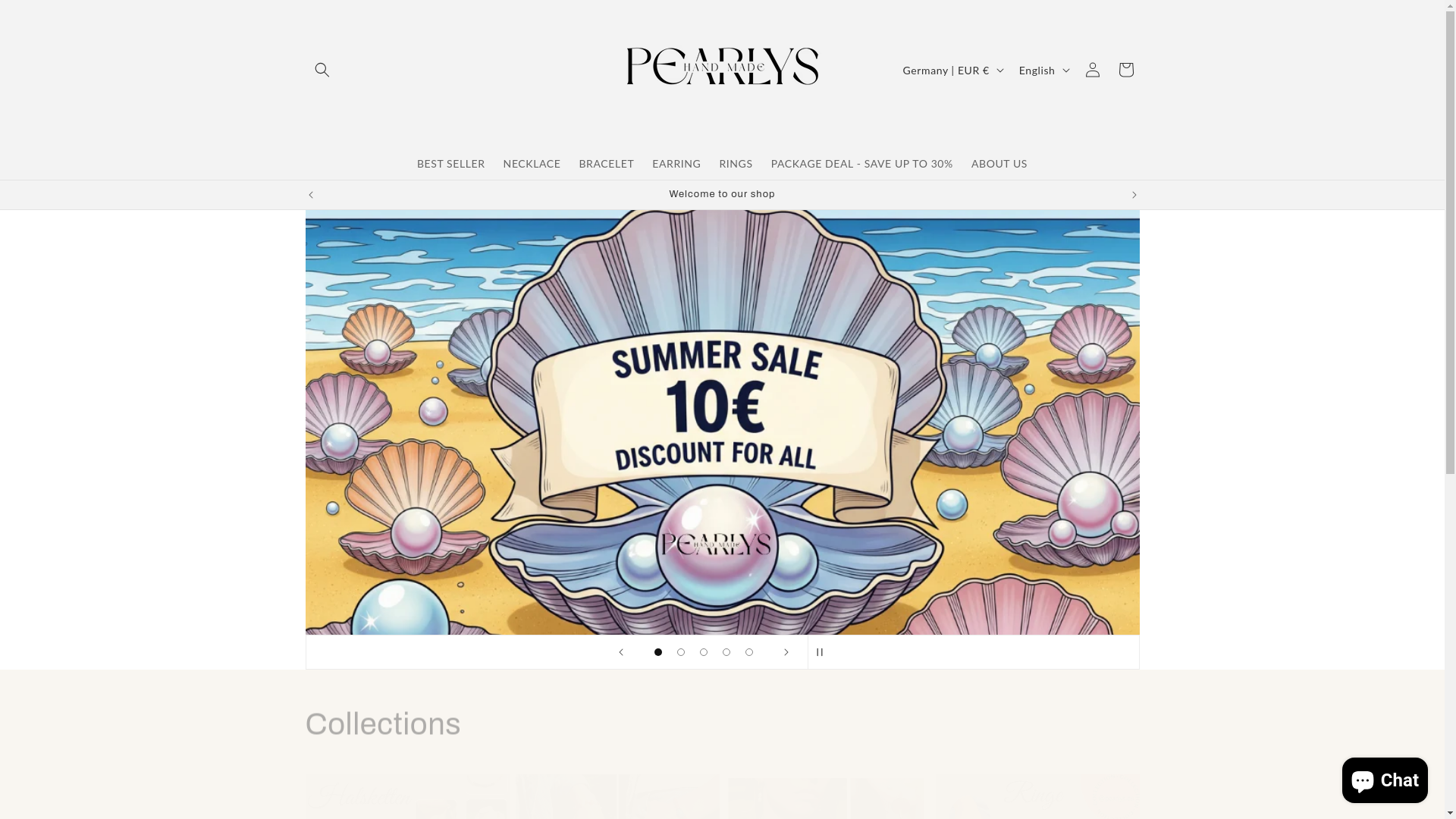 website screenshot of https://pearlyshandmade.com/
