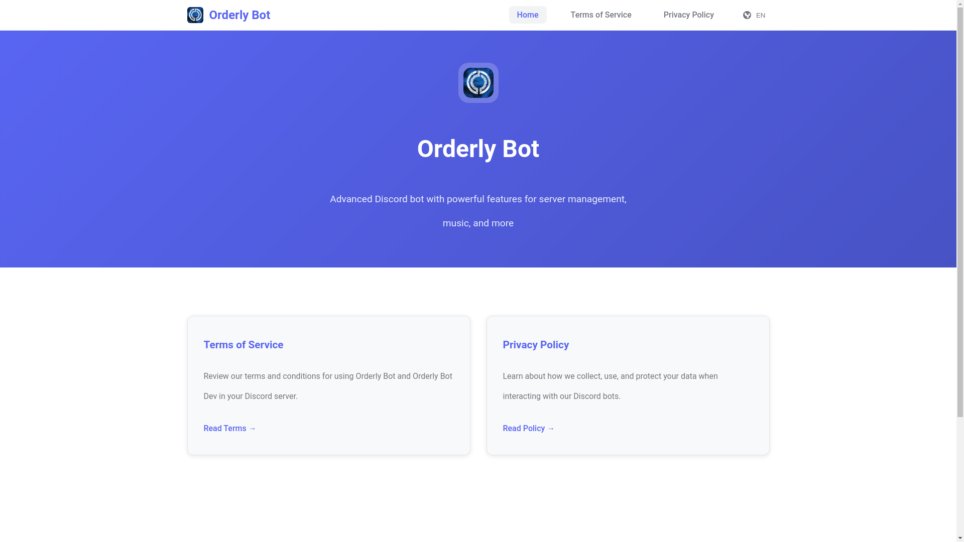 website screenshot of https://orderlybotsite.pages.dev/
