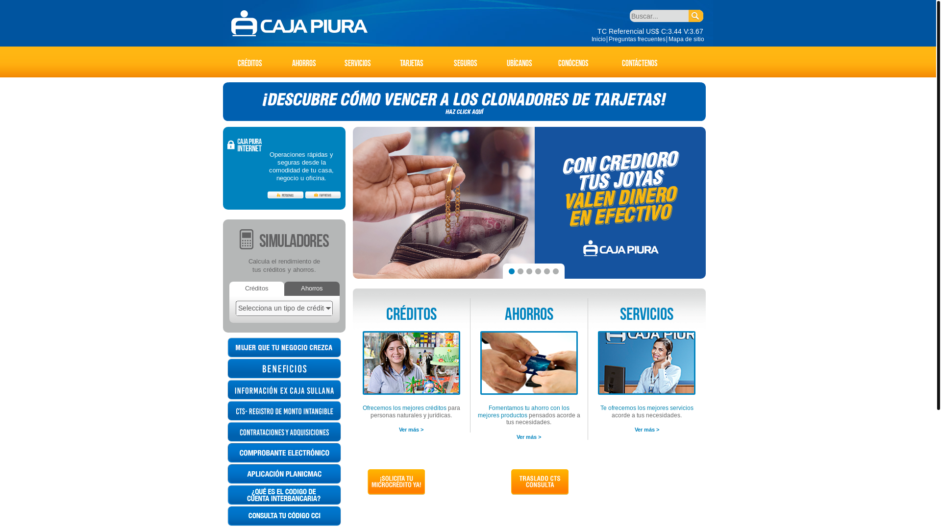 website screenshot of https://www.cajapiura.pe